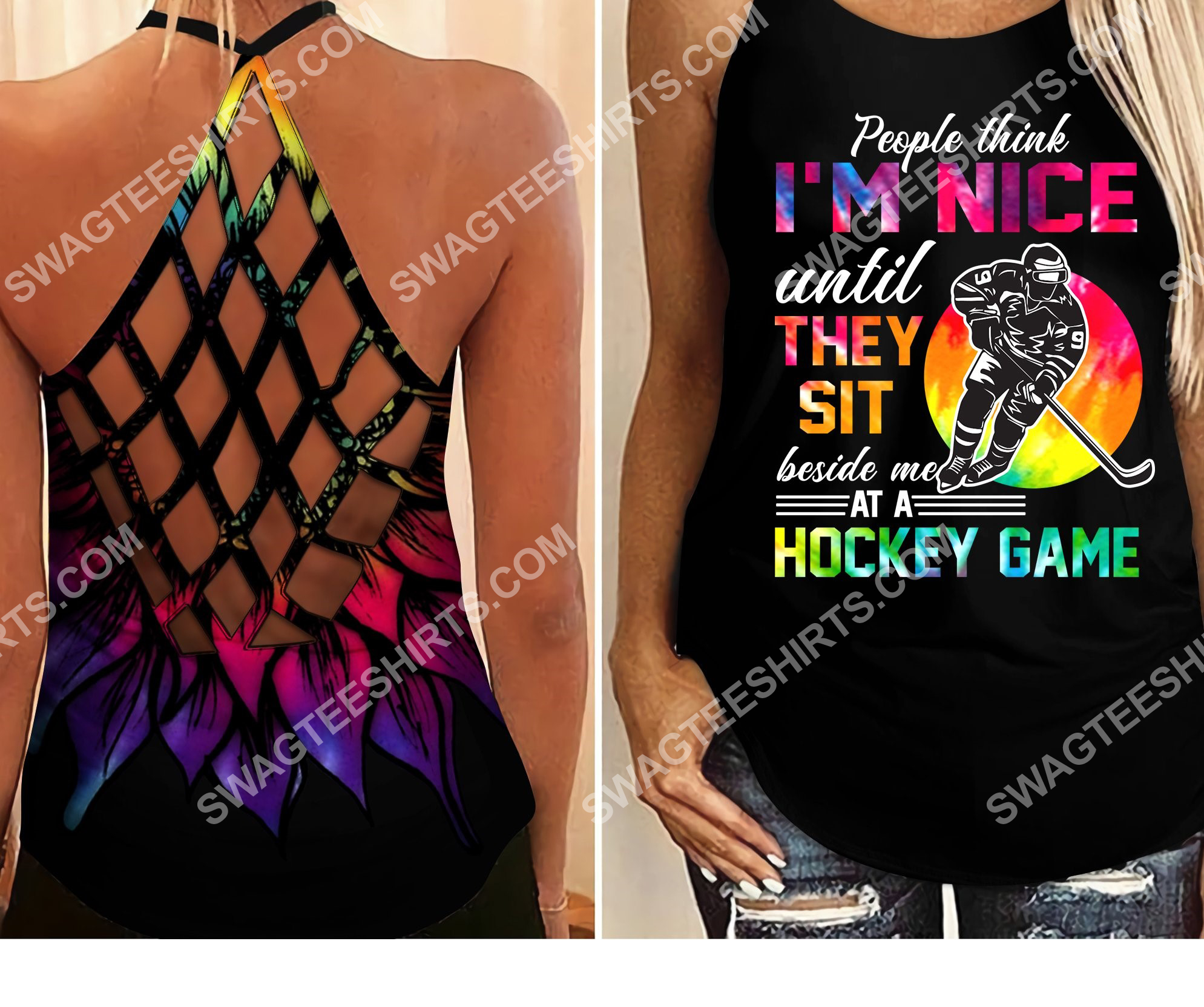 people think i'm nice until they sit beside at hockey game criss-cross tank top 2 - Copy (3)