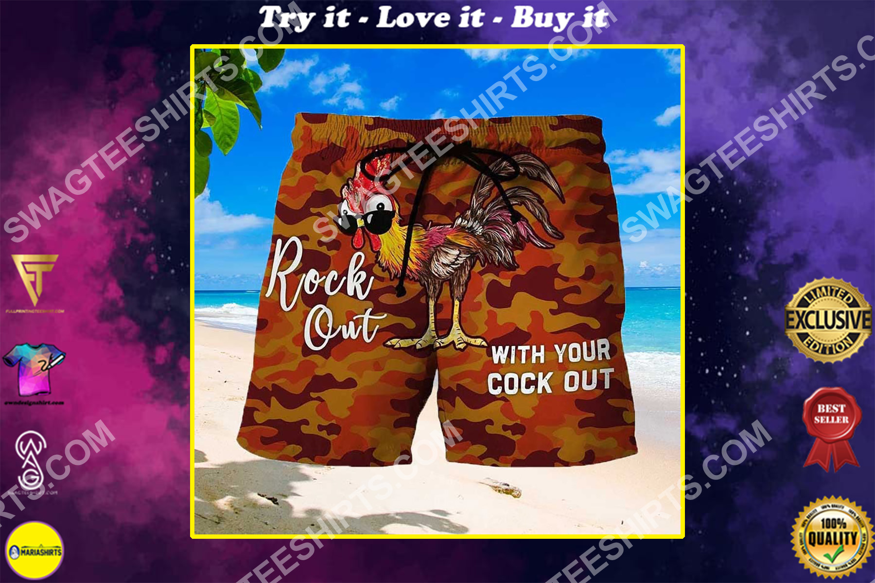 rock out with your cock out summer beach shorts