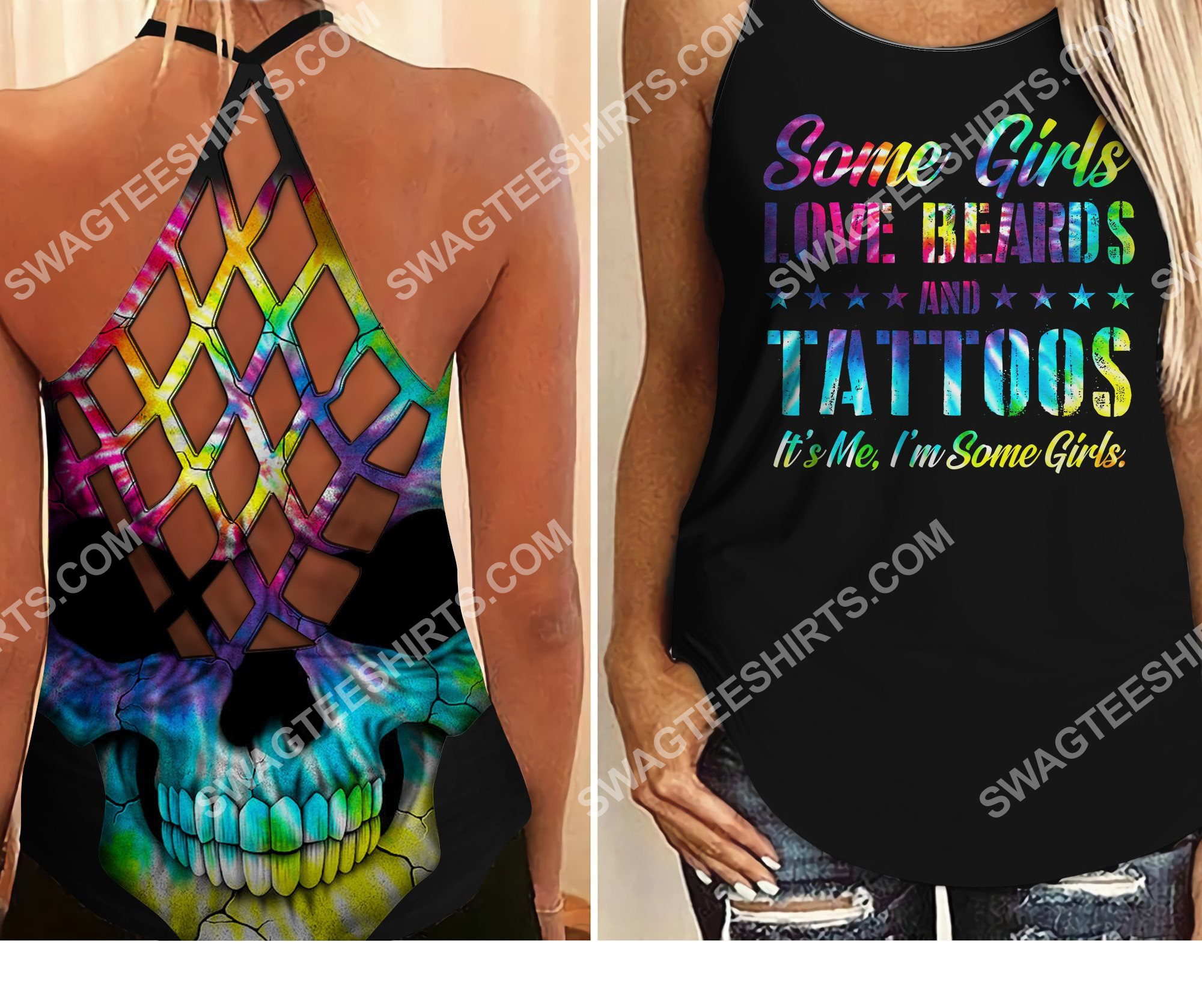 some girls love beards and tattoos it's me i'm some girls criss-cross tank top 2 - Copy (2)