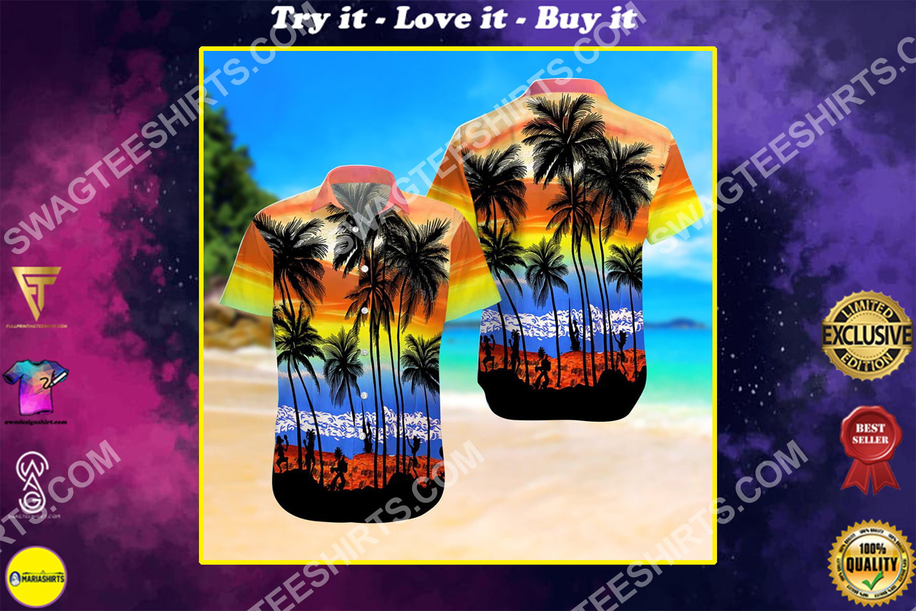 summer time the beach colorful all over print hawaiian shirt
