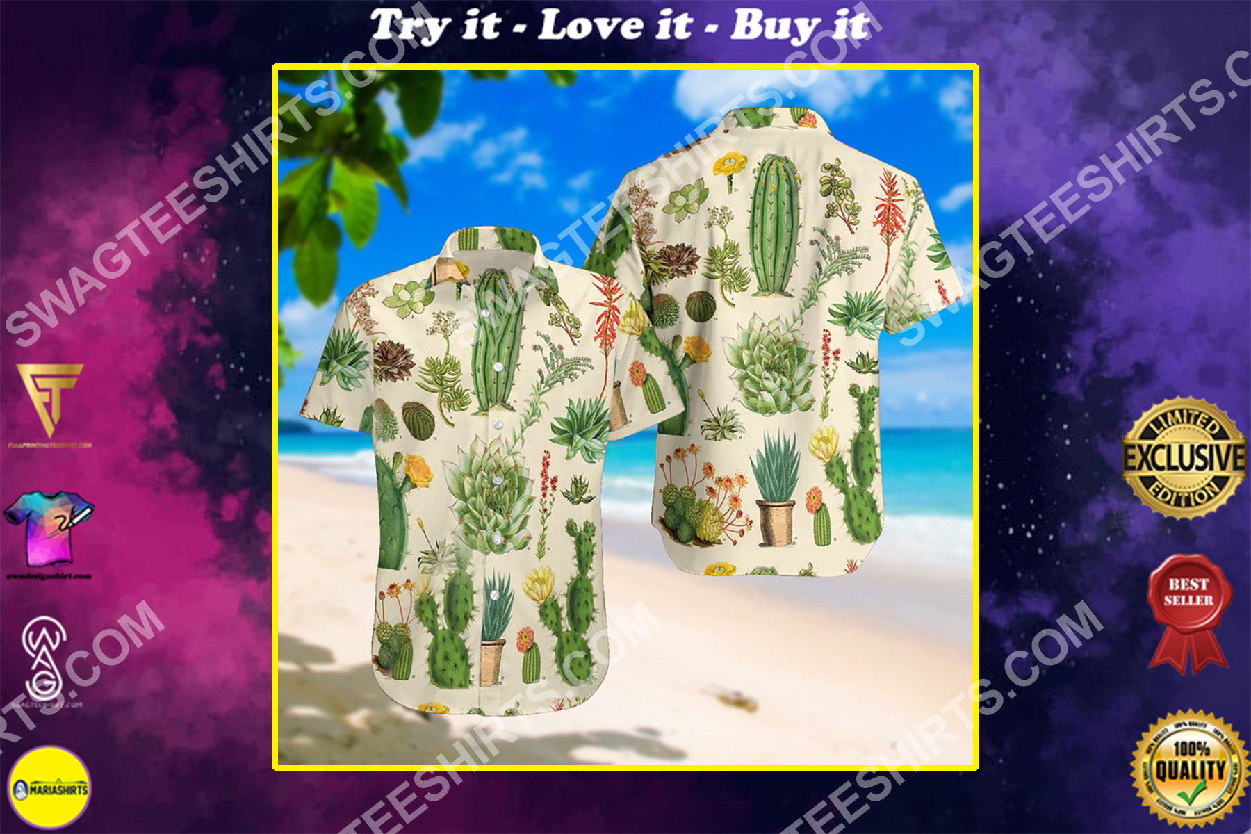 the cactus summer vacation all over print hawaiian shirt