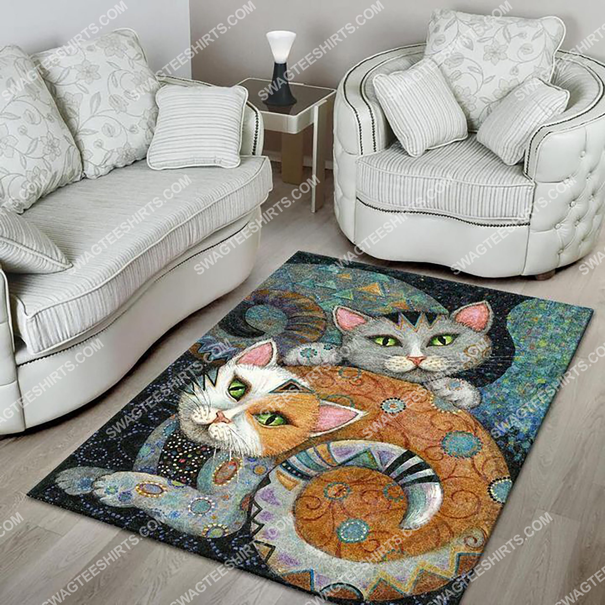 vintage couple cat full printing rug 3 - Copy (3)