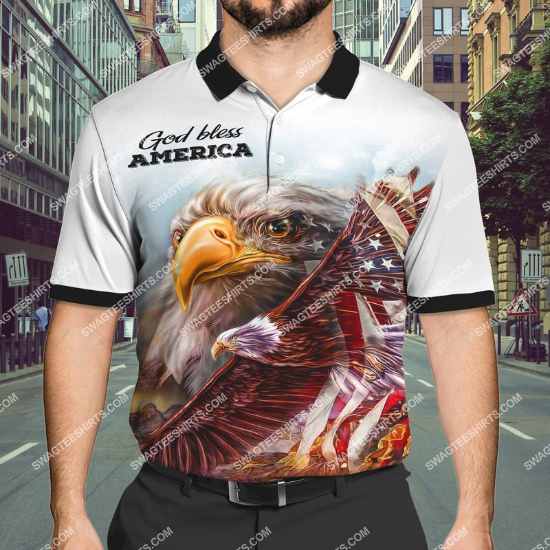 God bless america happy independence day full print polo shirt 1
