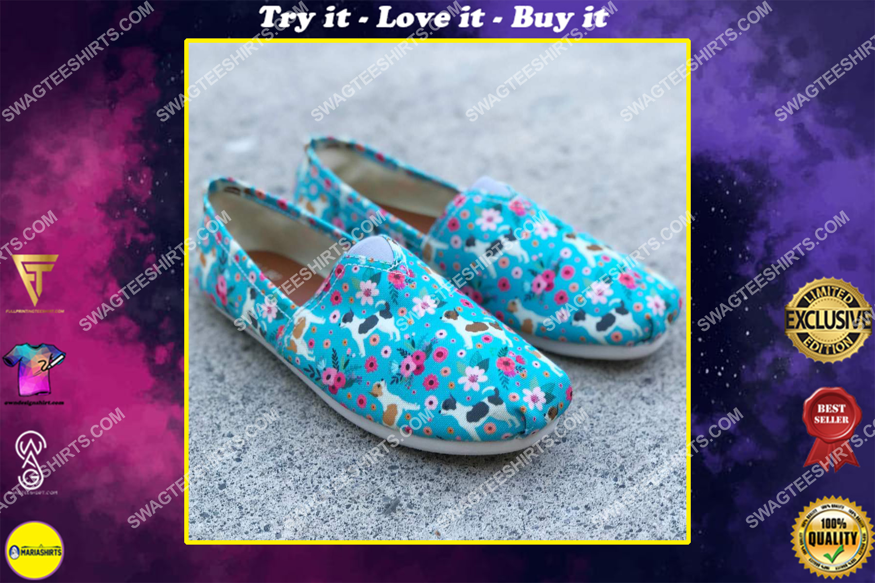 flower chihuahua dogs lover all over printed toms shoes