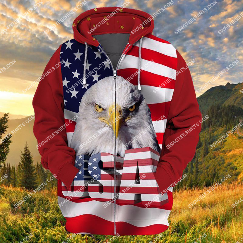 happy independence day God bless america full print zip hoodie 1