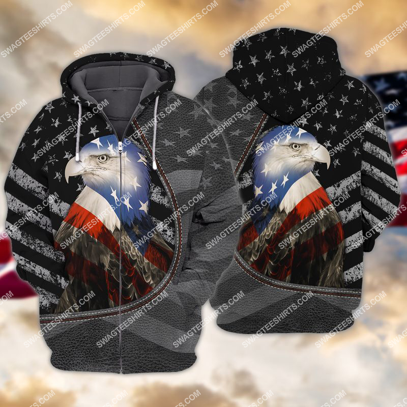 happy independence day american eagle flag full print zip hoodie 1