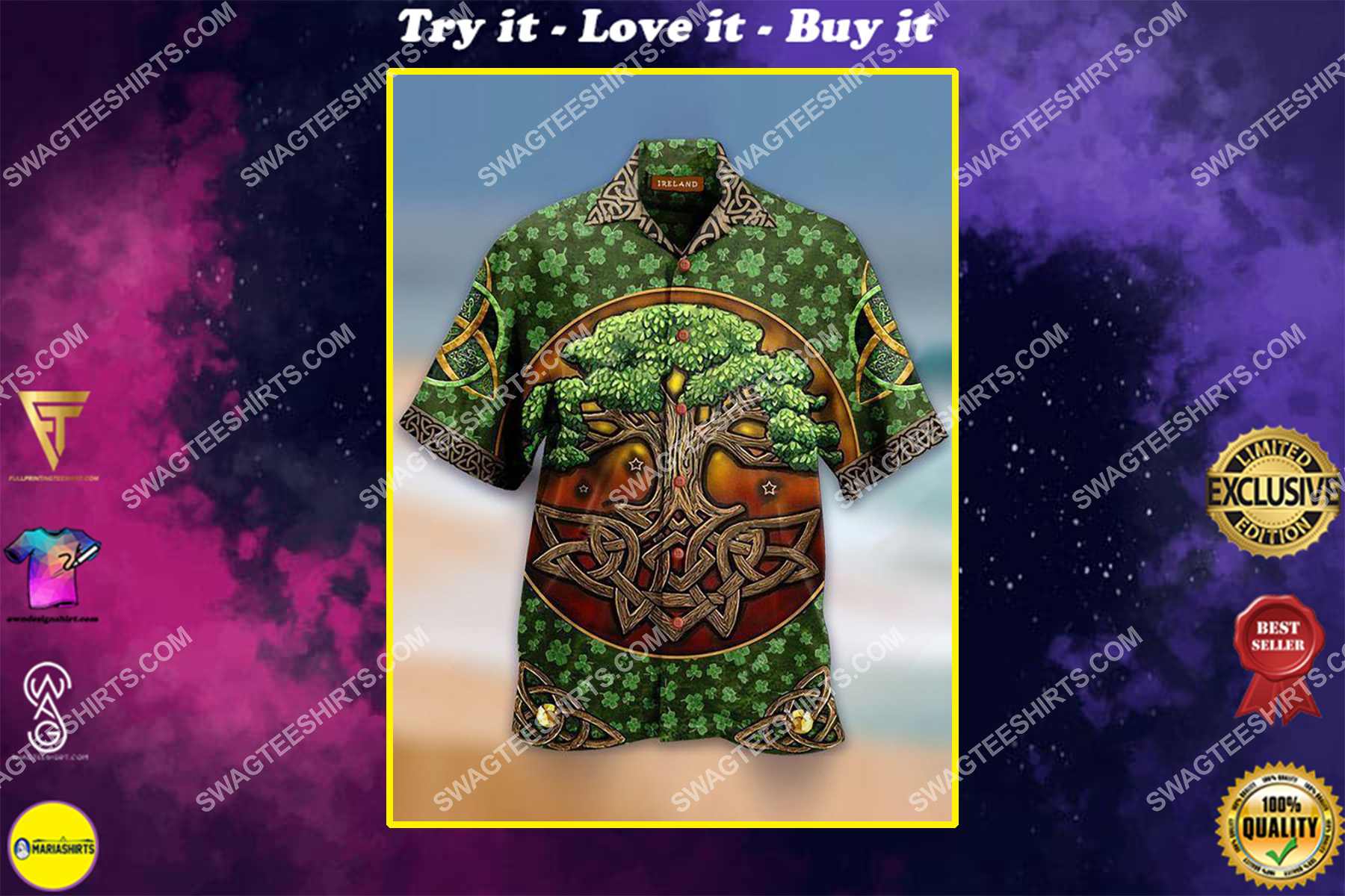 saint patrick's day tree life all over printed hawaiian shirt