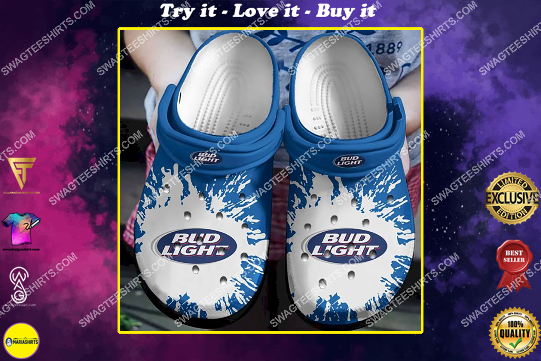 the bud light beer all over printed crocs