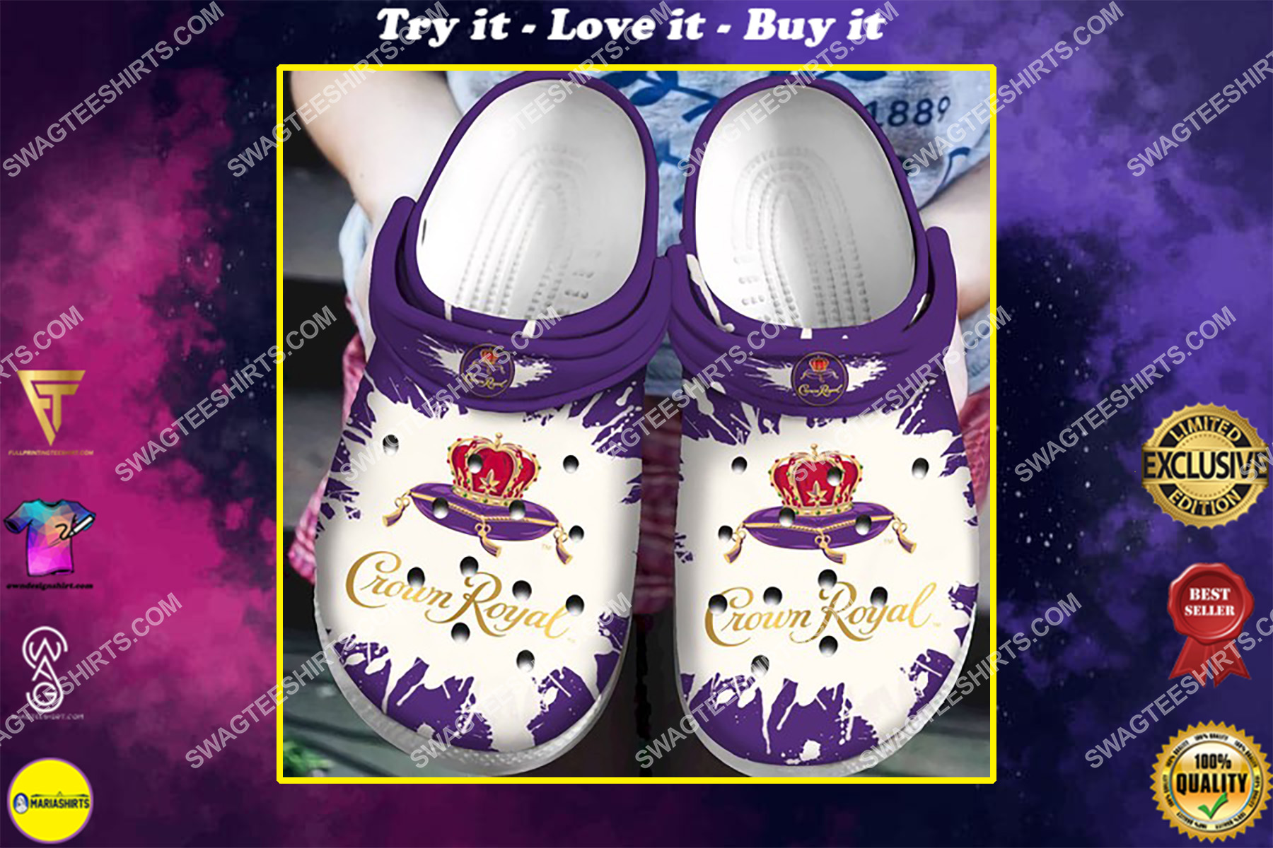 the crown royal wine all over printed crocs