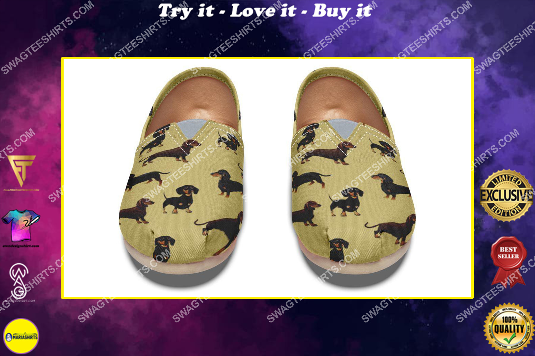 the dachshund dog lovers all over printed toms shoes