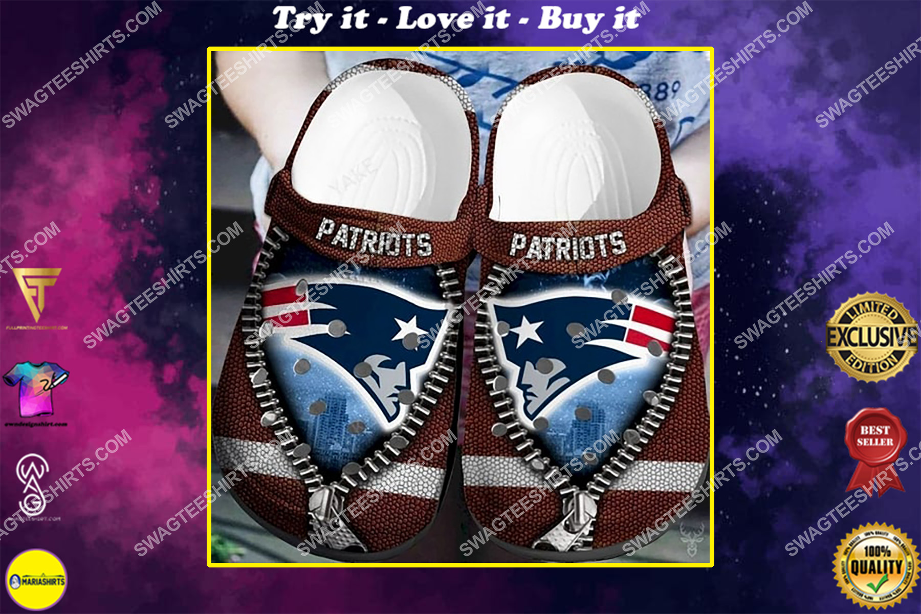 the new england patriots american football team all over printed crocs