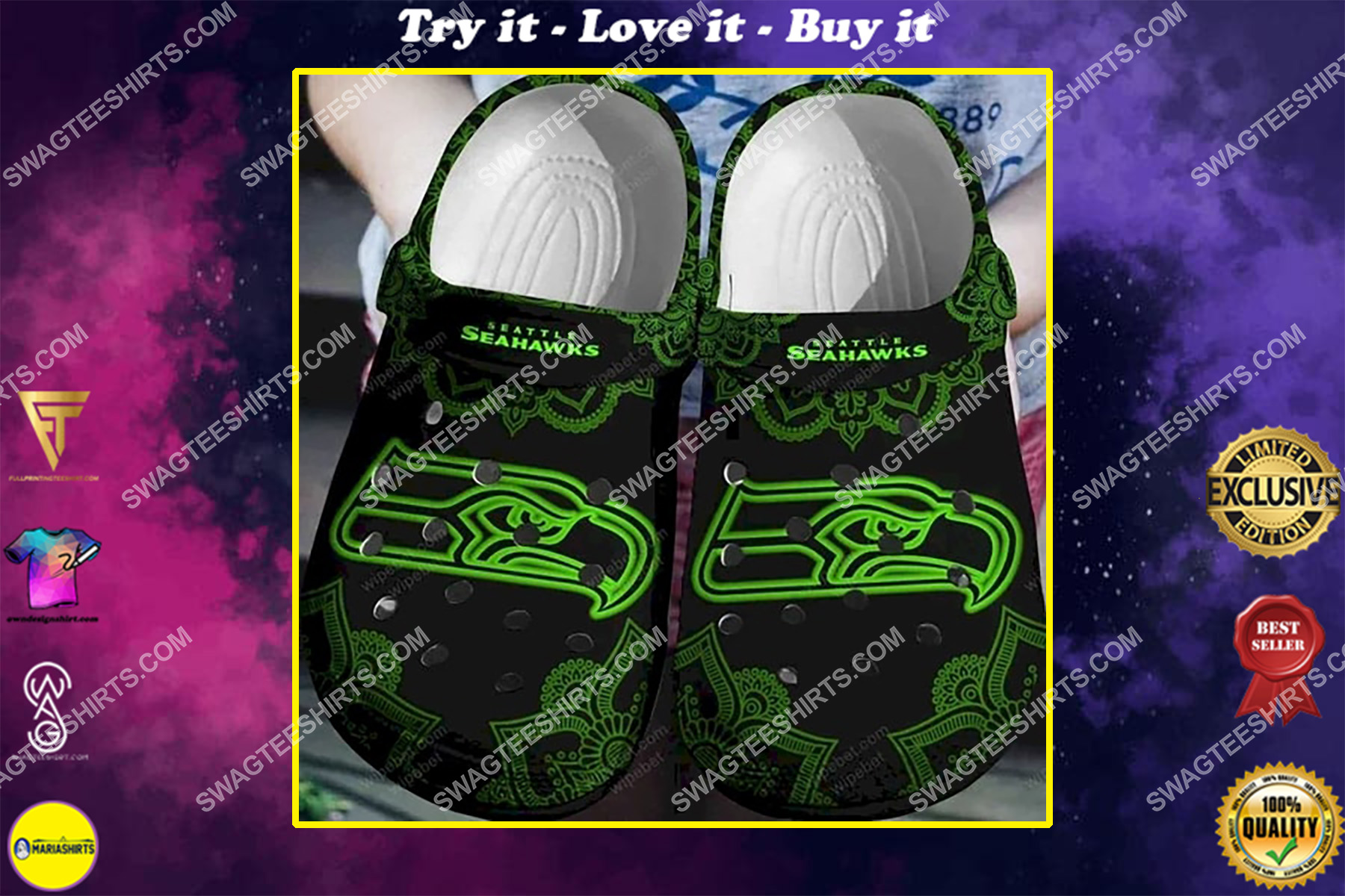 the seattle seahawks american football team all over printed crocs