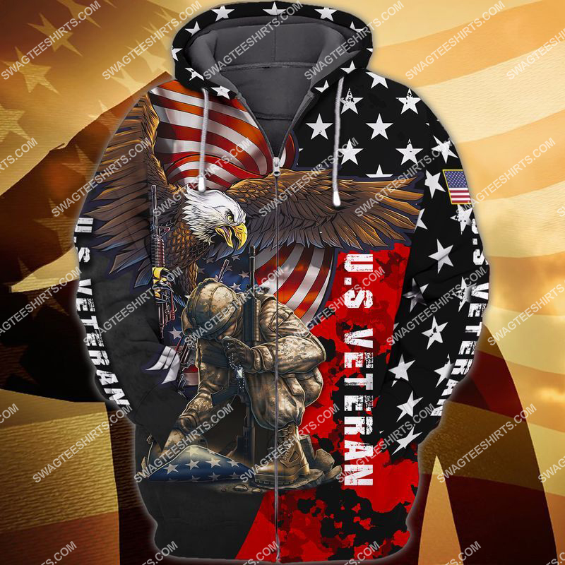 united states veteran stand for the flag kneel for the cross full print zip hoodie 1