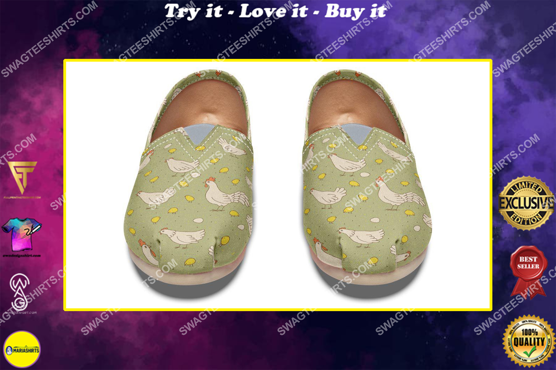 vintage chicken farm life all over printed toms shoes