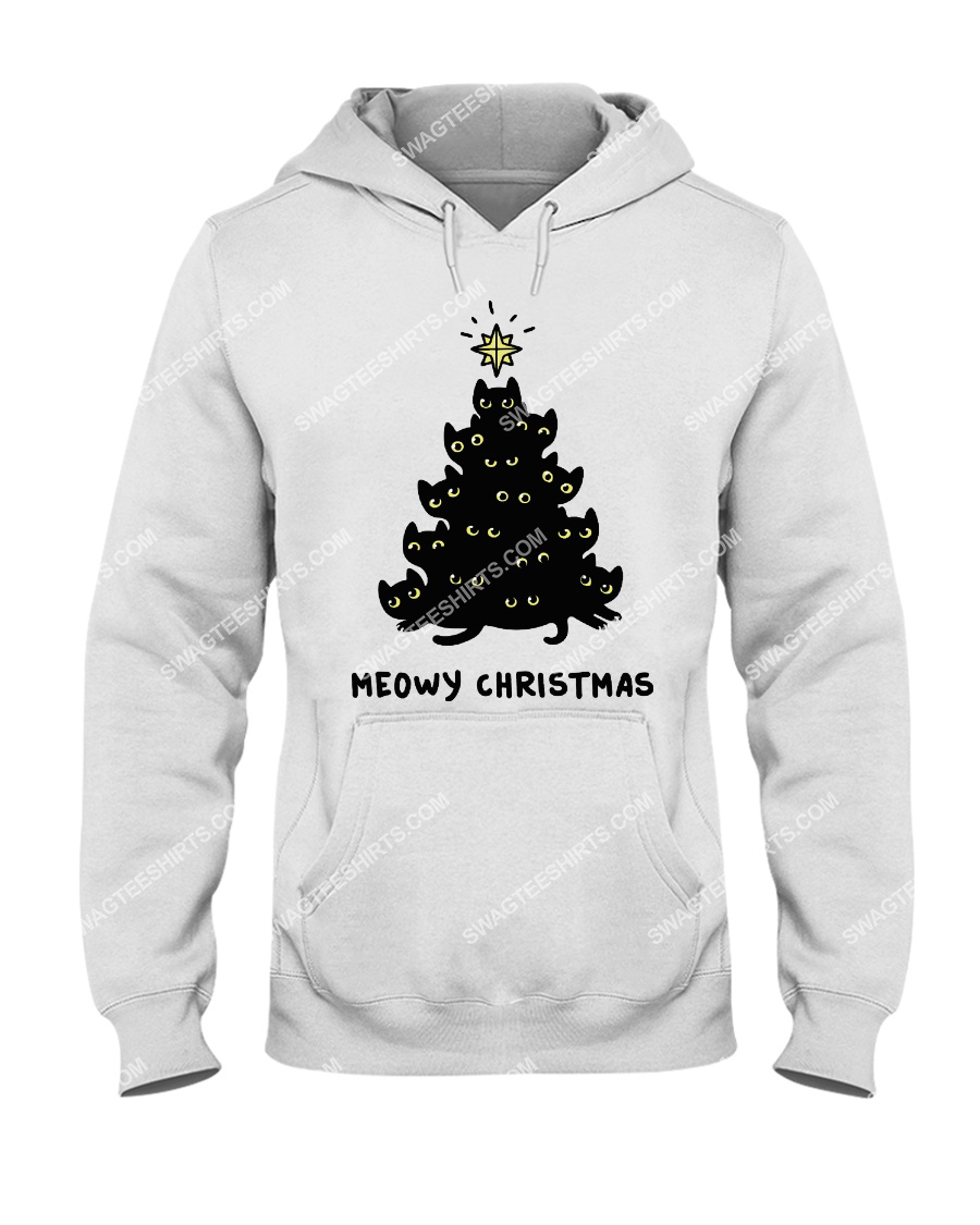 christmas tree meow christmas cat lover hoodie 1