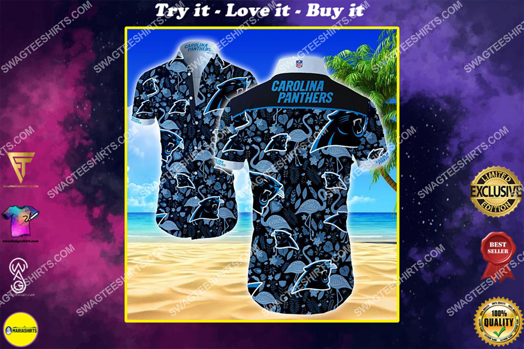 the carolina panthers football team summer hawaiian shirt