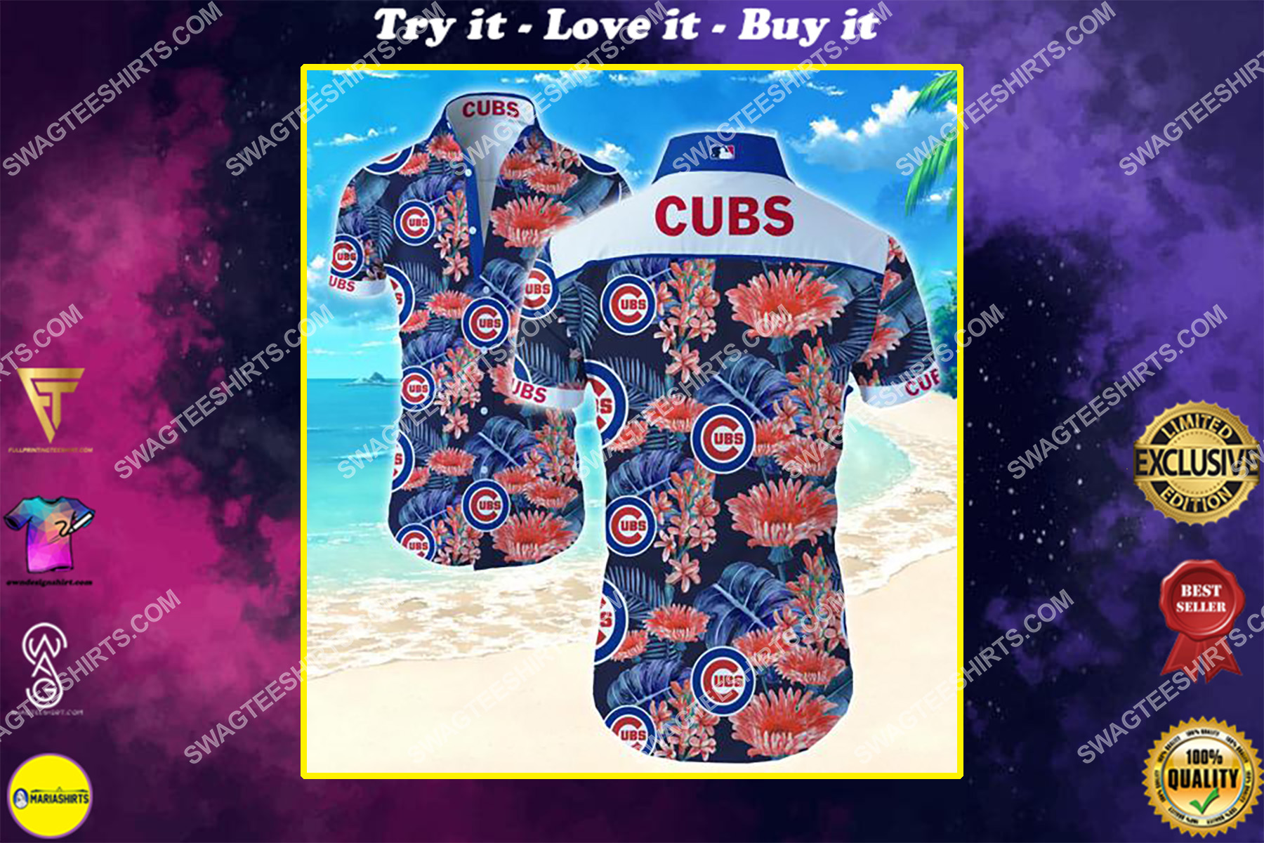 the chicago cubs team full printing summer hawaiian shirt