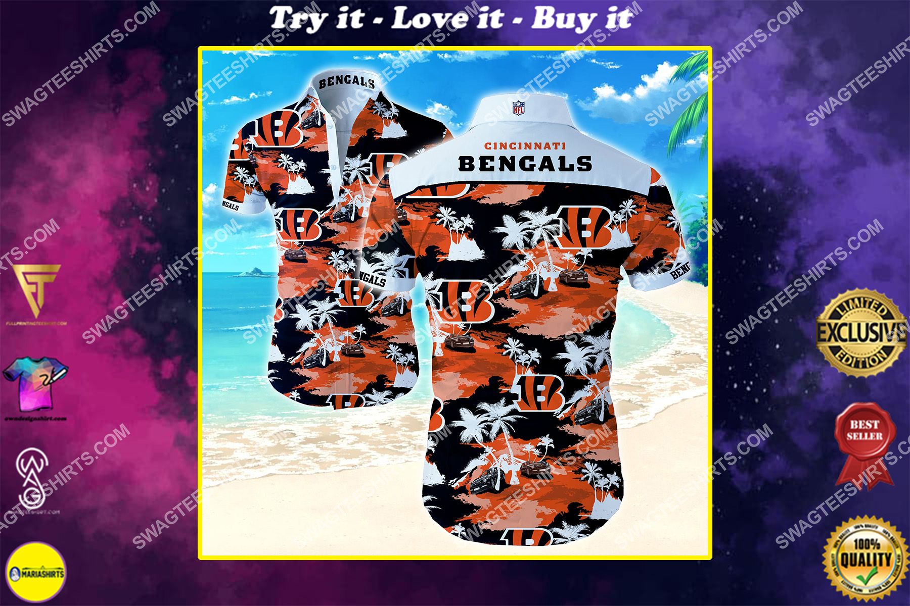 the cincinnati bengals football team summer hawaiian shirt