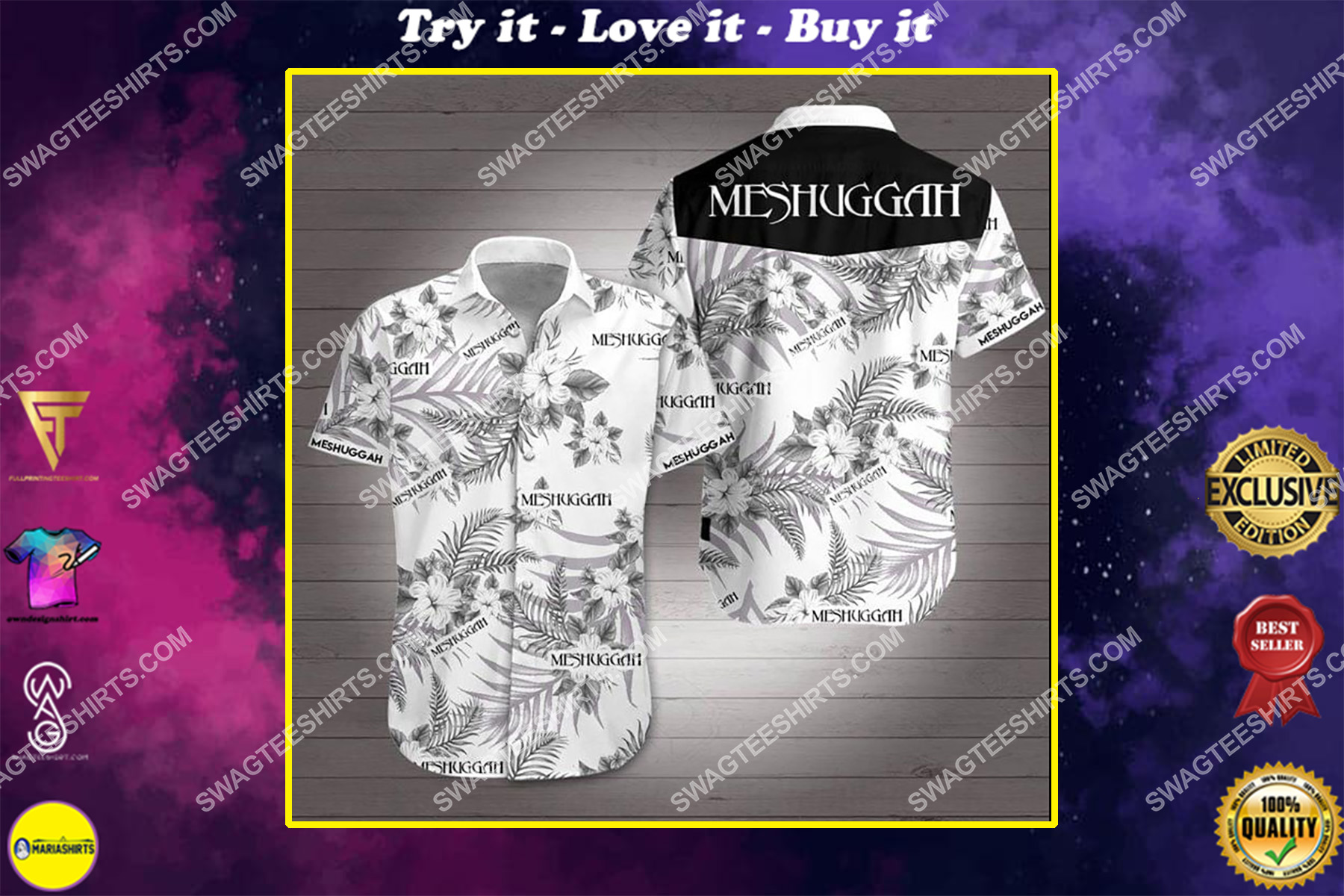 the meshuggah band all over print hawaiian shirt