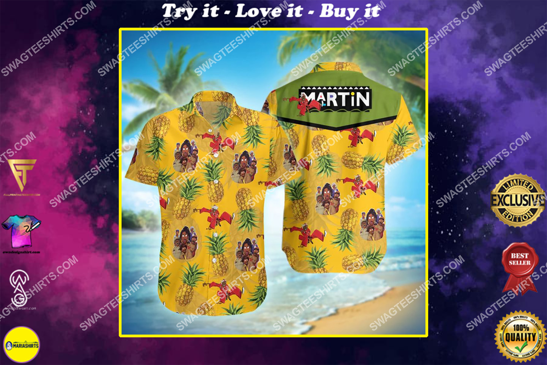the tv show martin all over print hawaiian shirt