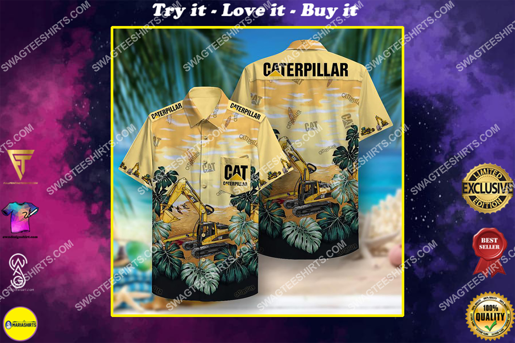 troipical caterpillar inc all over print hawaiian shirt