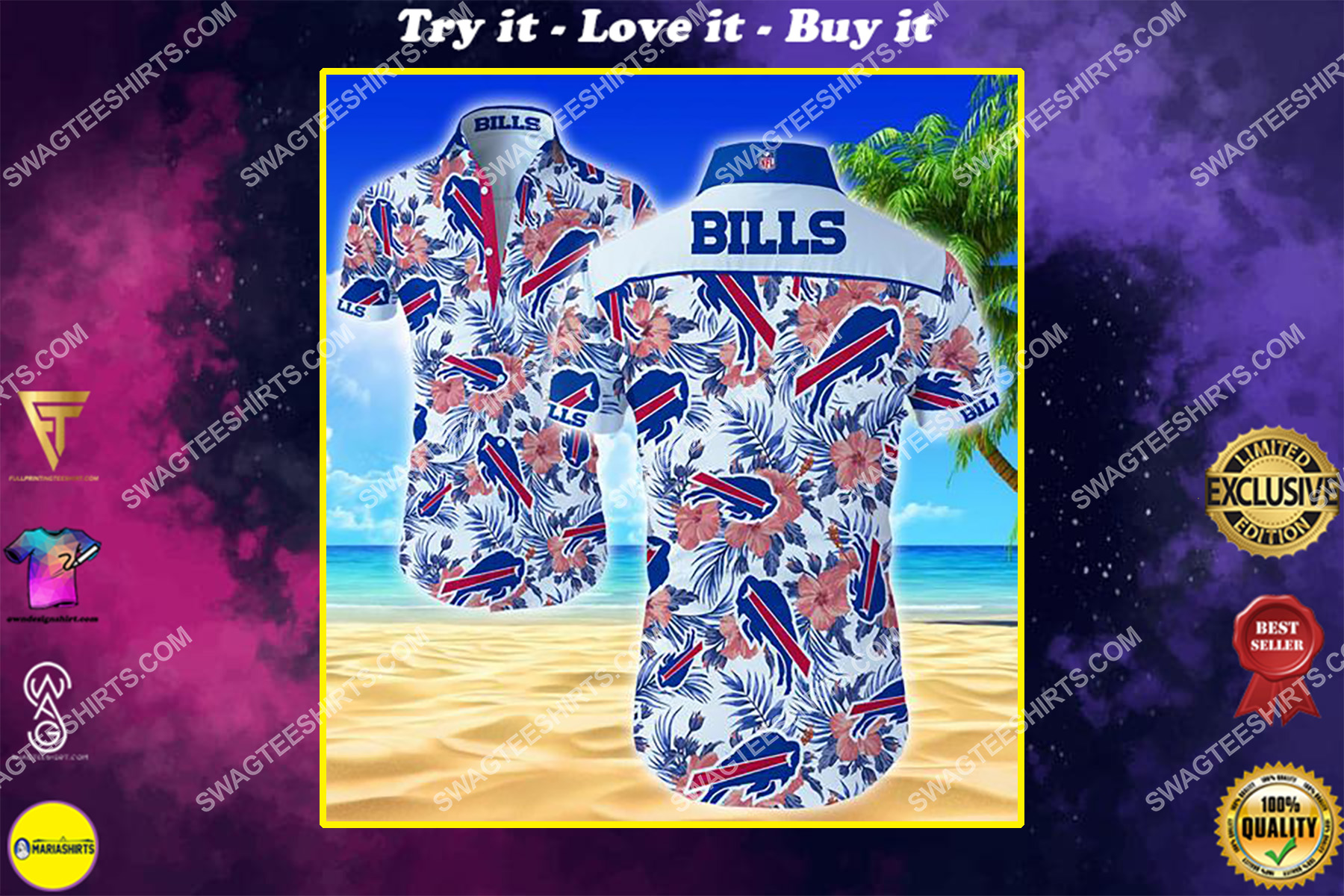 tropical buffalo bills team full printing summer hawaiian shirt