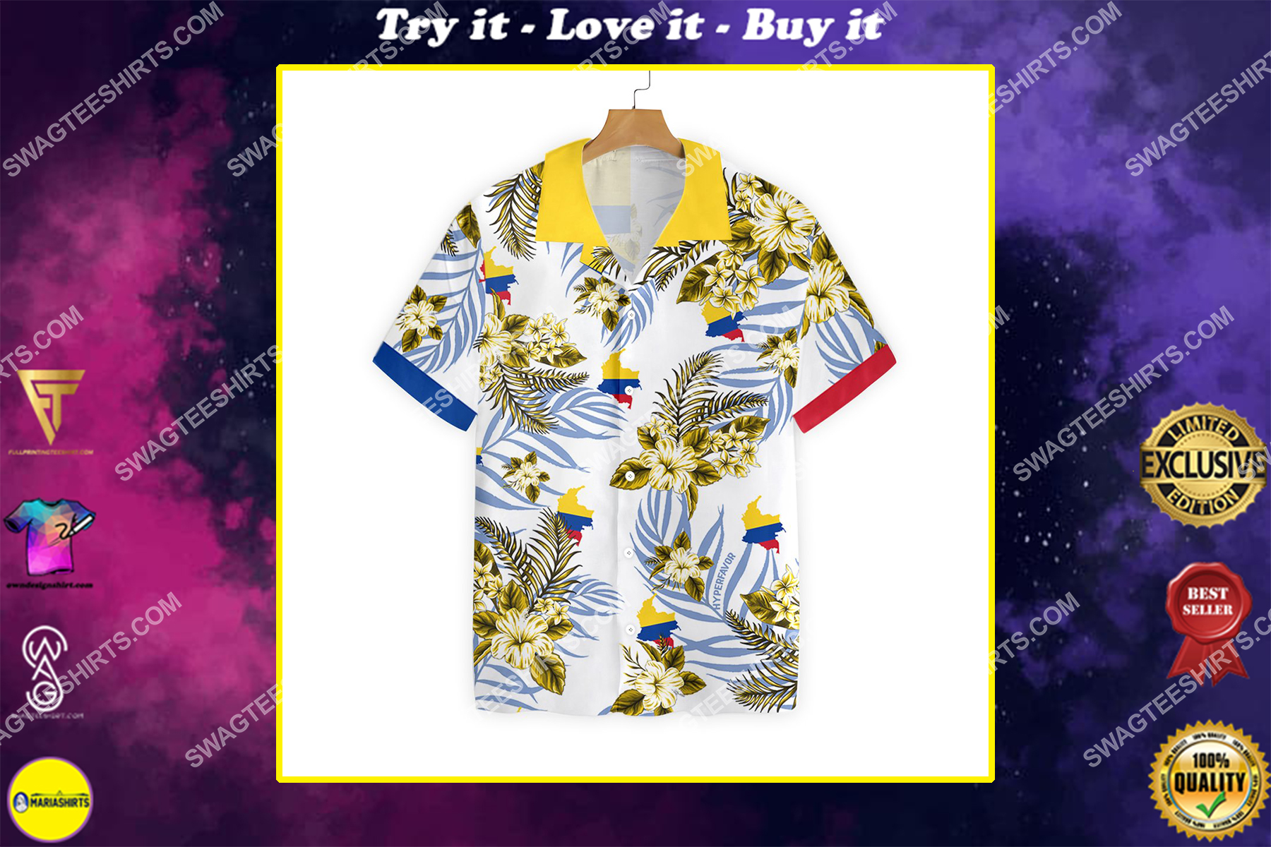 tropical colombia proud full printing hawaiian shirt