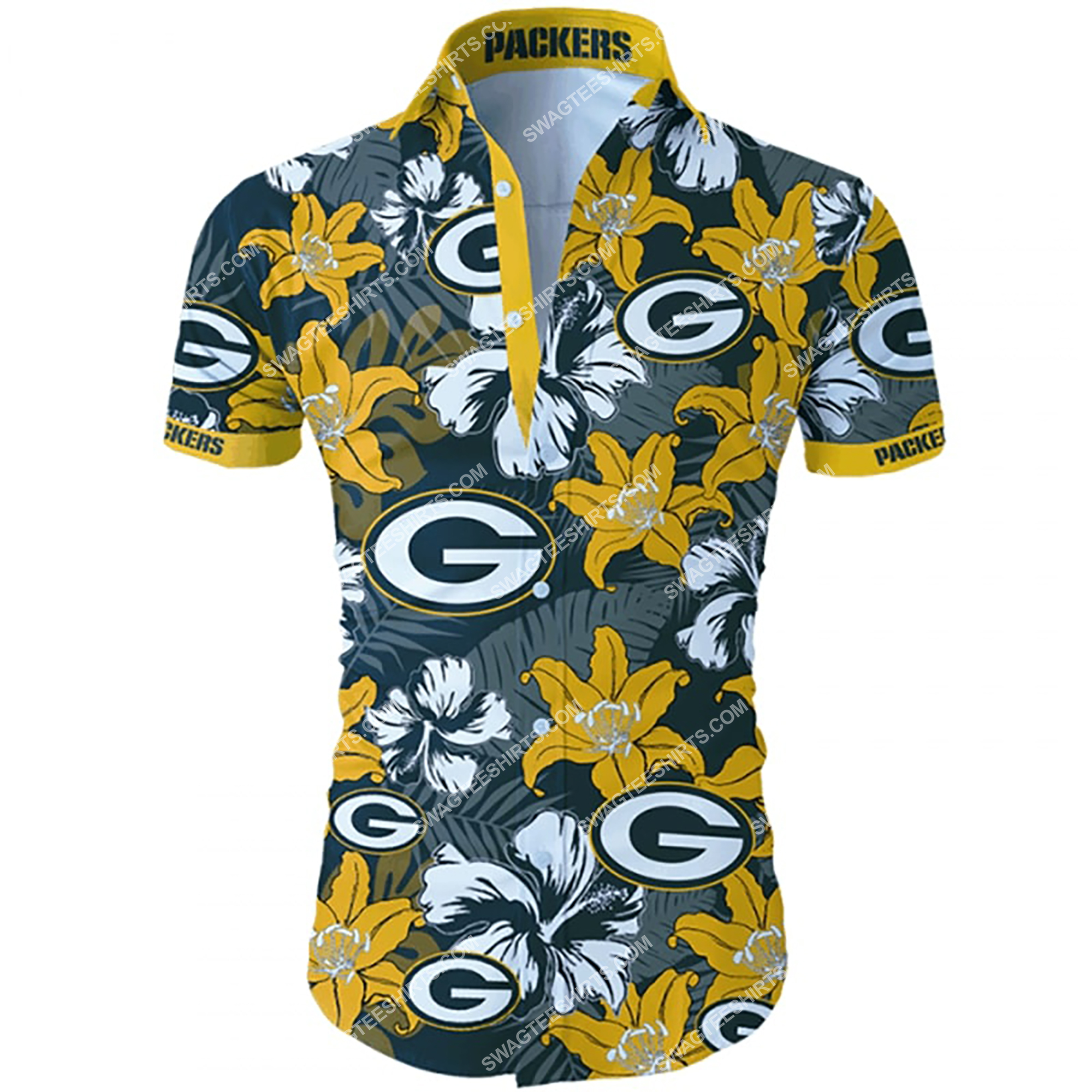 tropical flower green bay packers team summer hawaiian shirt 2 - Copy (2)