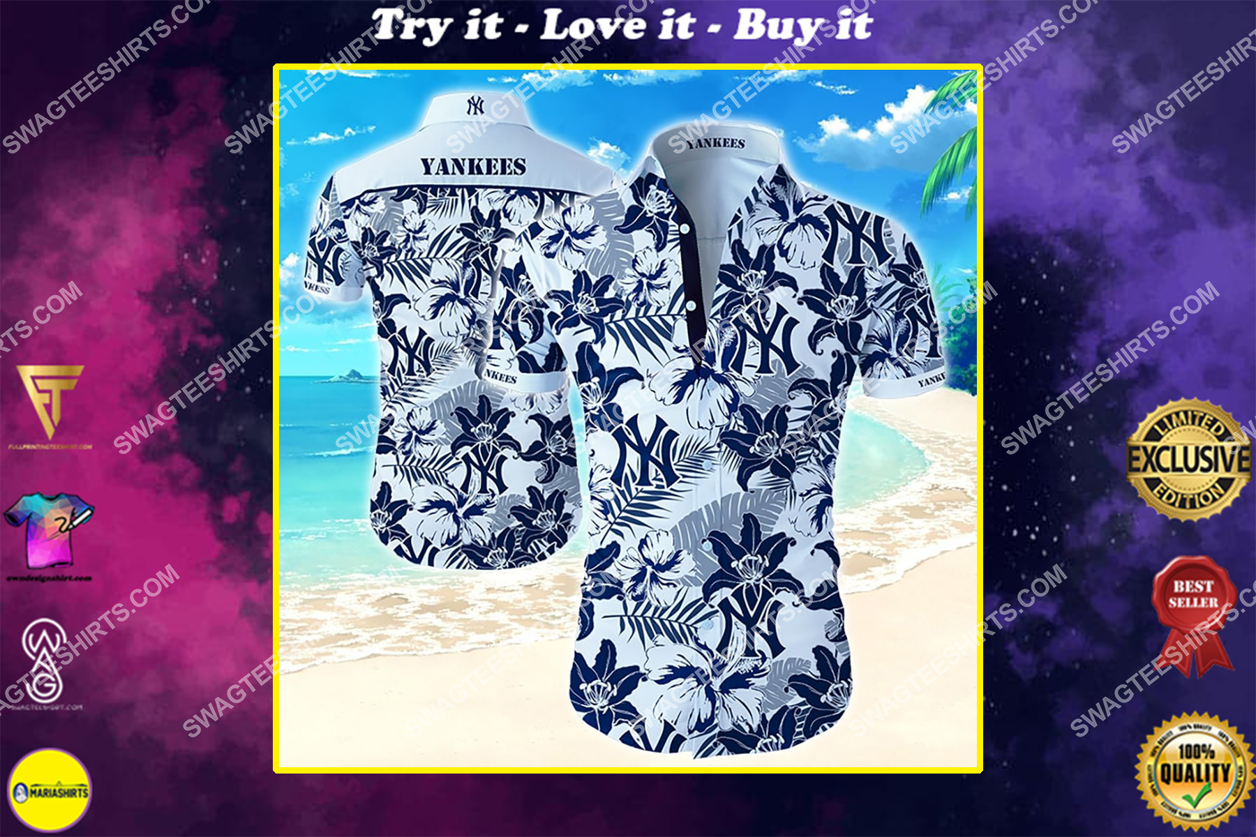 tropical flower new york yankees team summer hawaiian shirt