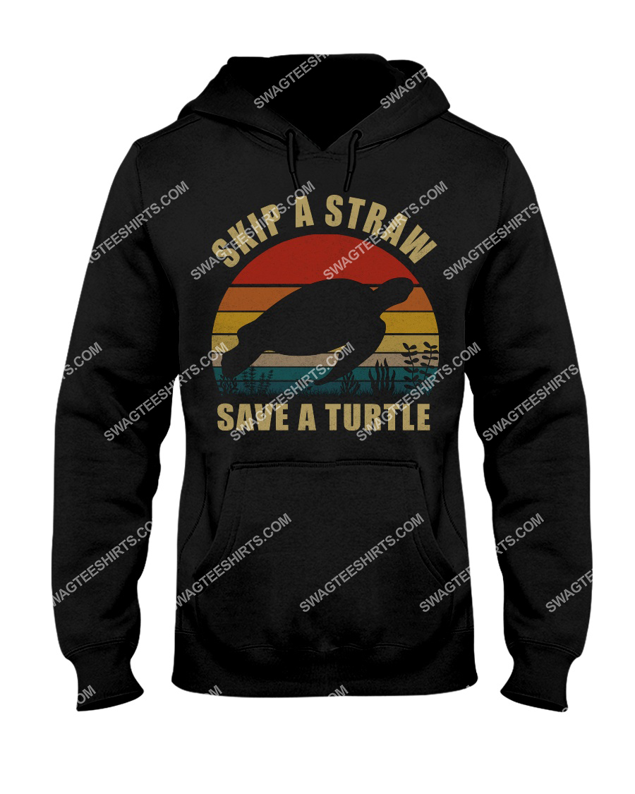 vintage skip a straw save a turtle save animals hoodie 1