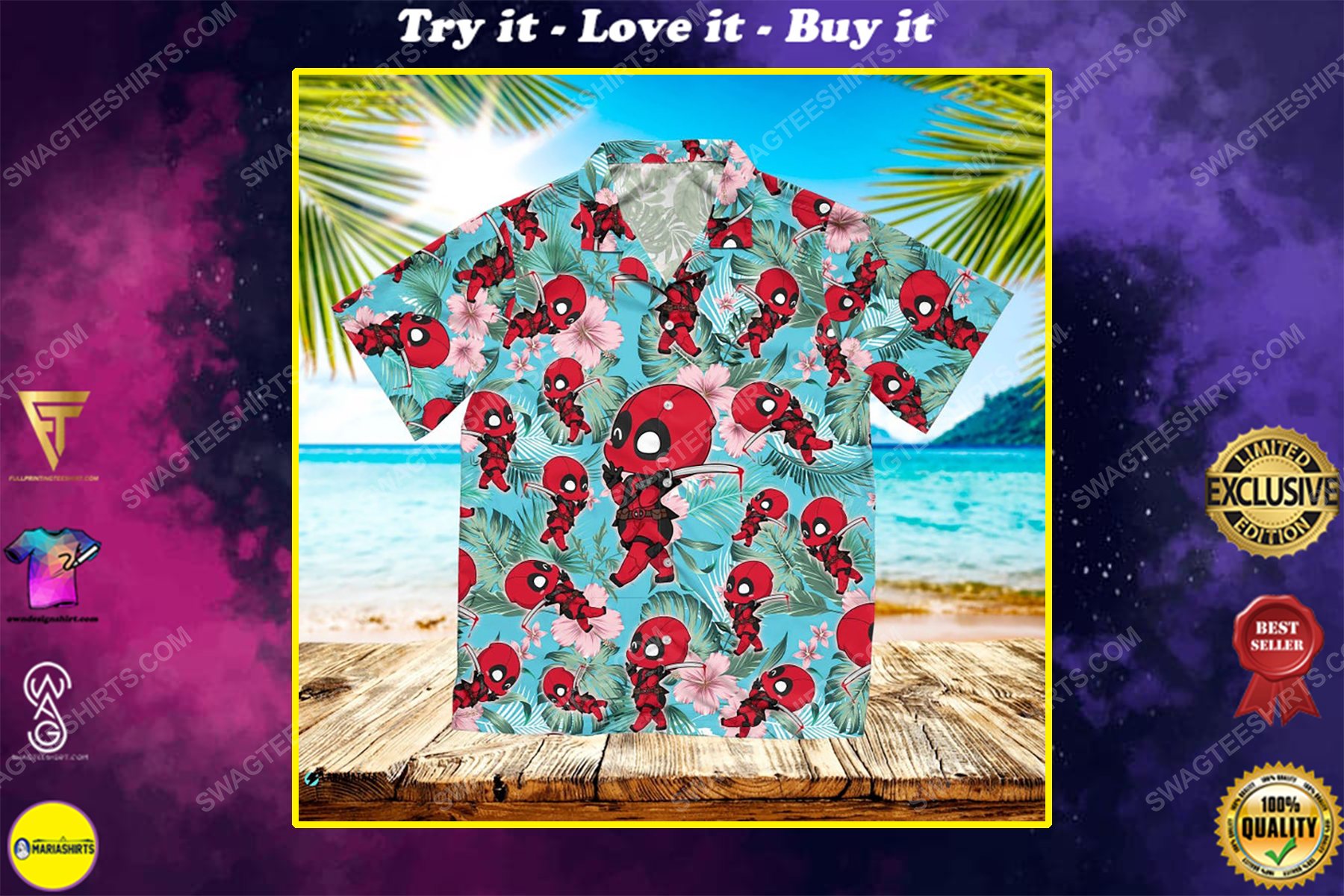 Tropical deadpool marvel summer vibe hawaiian shirt