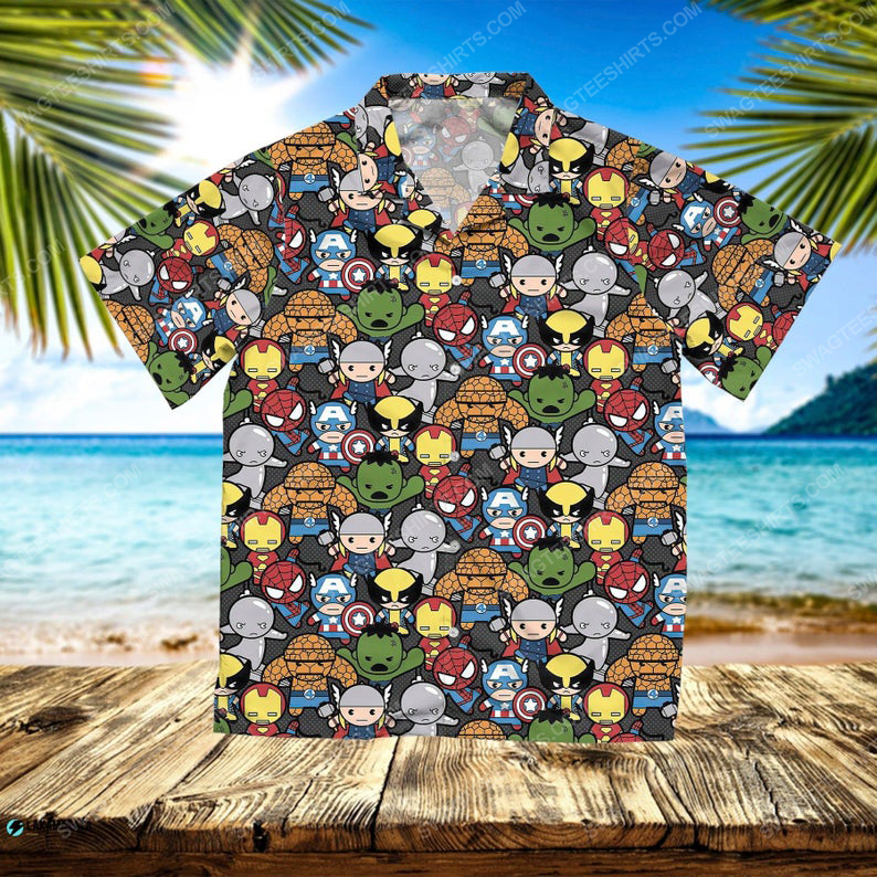 Tropical marvel characters superhero chibi hawaiian shirt 1 - Copy (3)