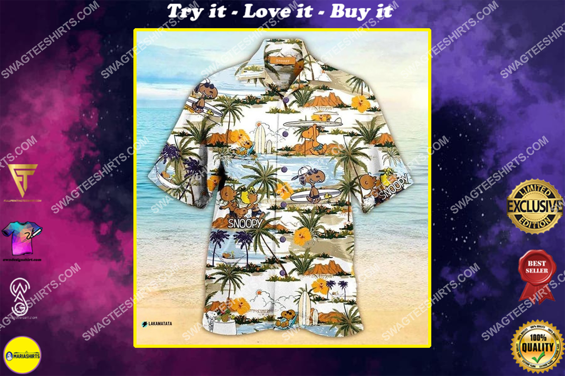 Tropical snoopy and friends summer vibe hawaiian shirt