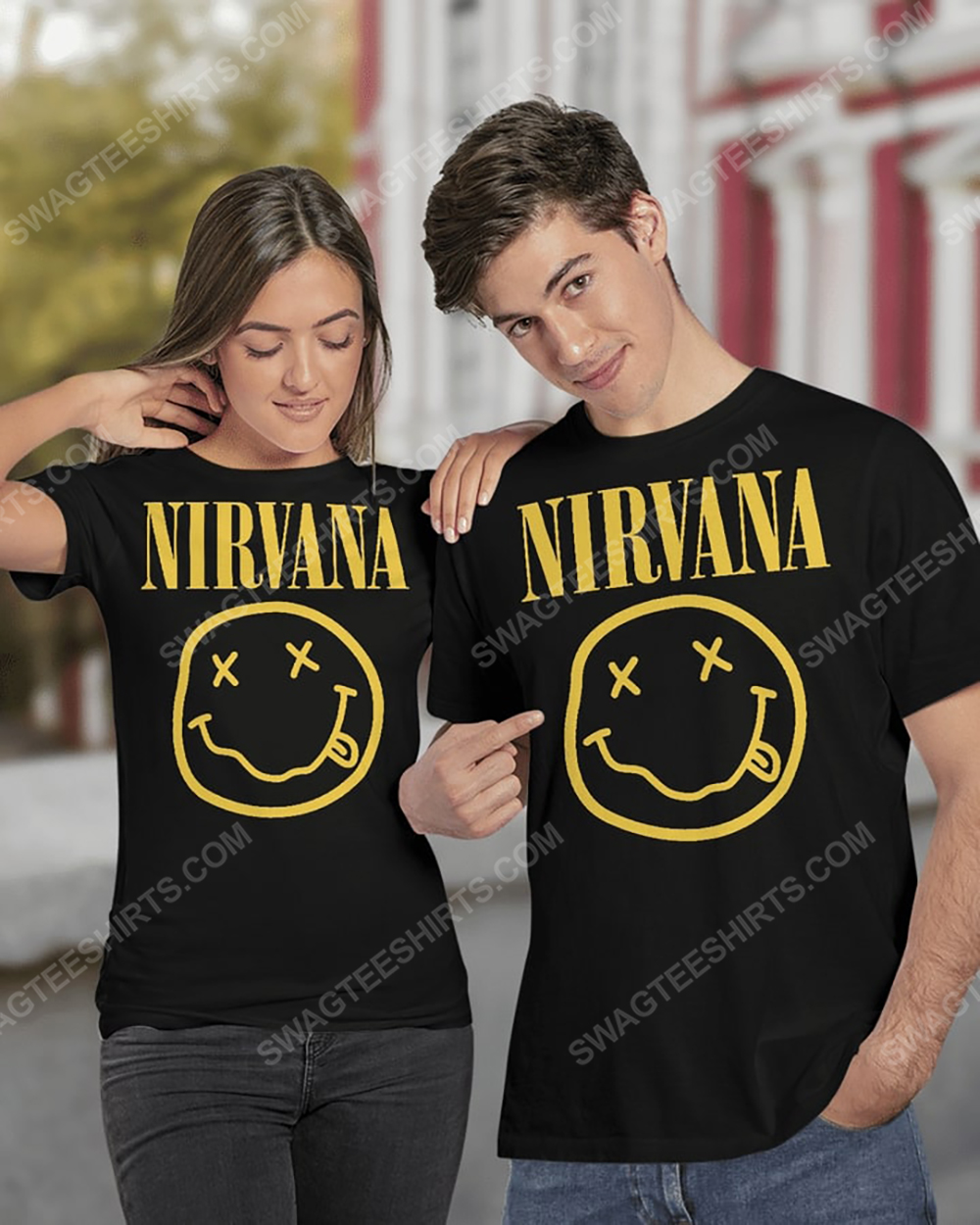 Vintage american rock band nirvana smiley shirt 2(1)