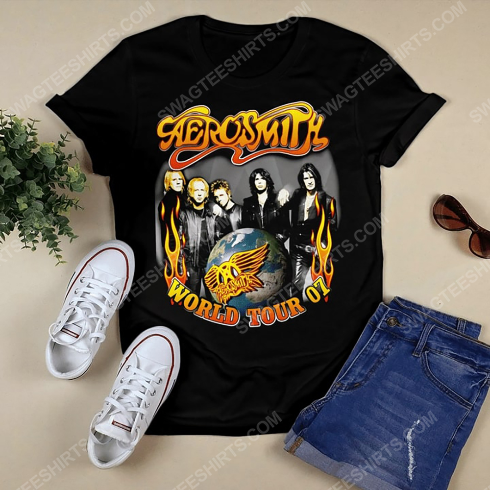 Vintage rock band aerosmith world tour 2007 shirt 2(1)
