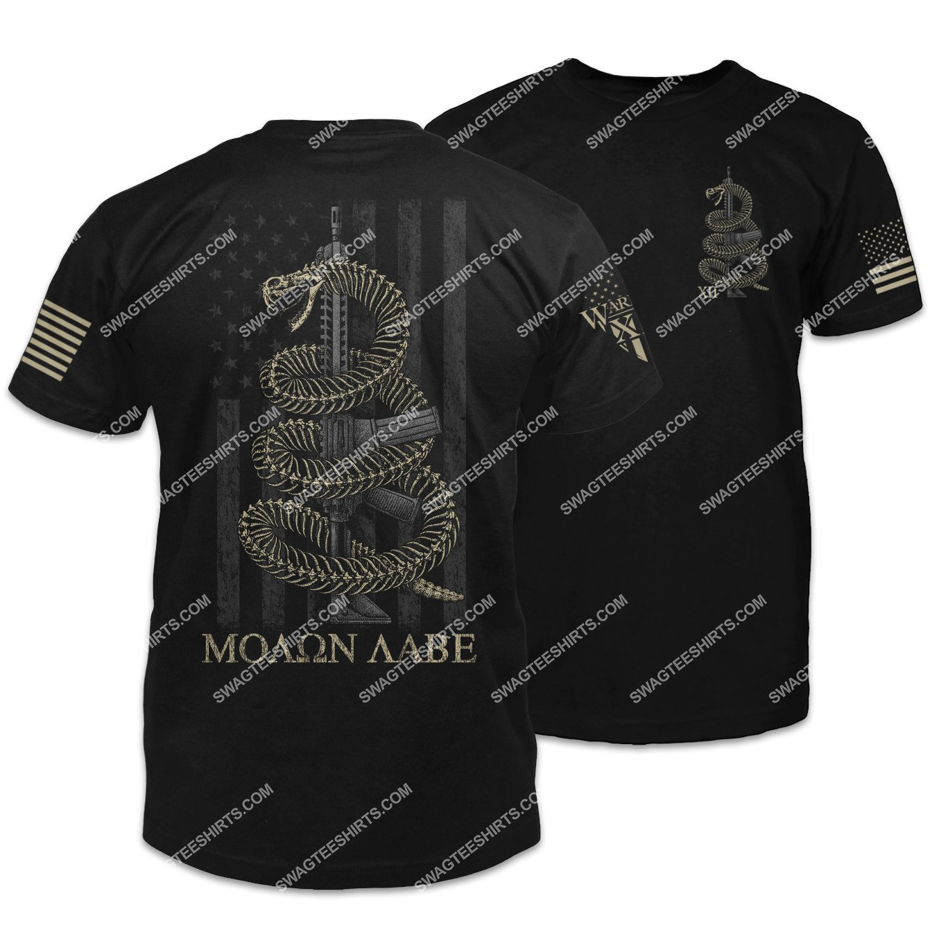 molon labe skeletal gadsden snake gadsden flag shirt 1 - Copy (2)