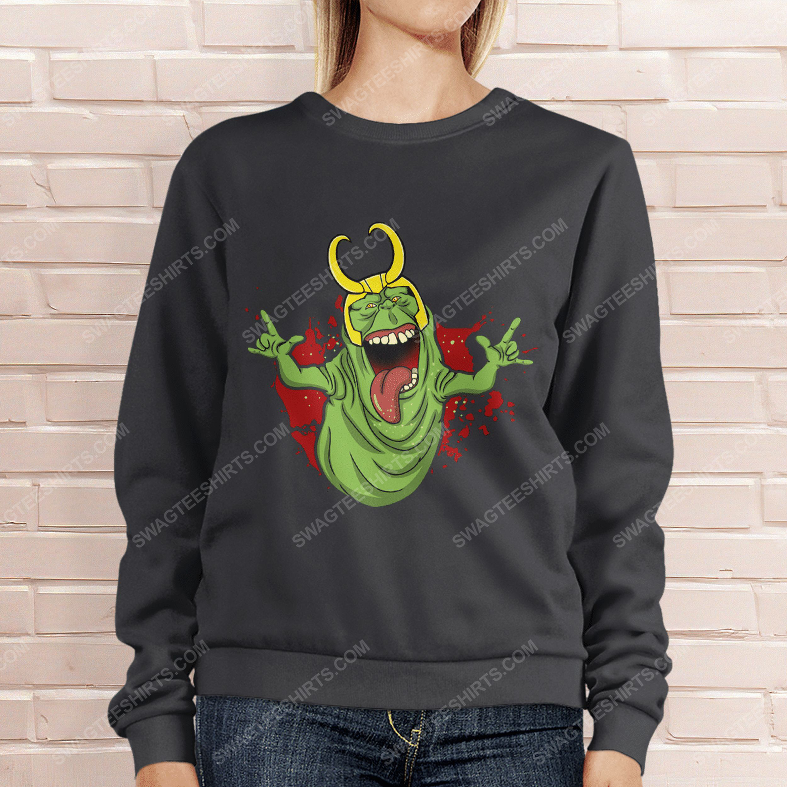 Ghostbusters onionhead slimer and loki sweatshirt 1(1)