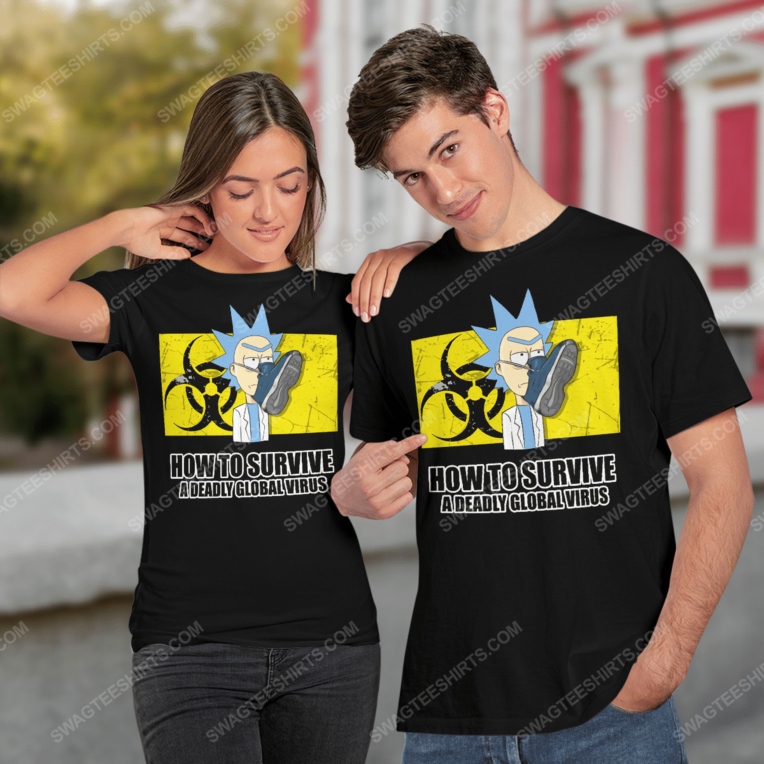 Rick and morty tv show how to survive a deadly global virus tshirt(1)