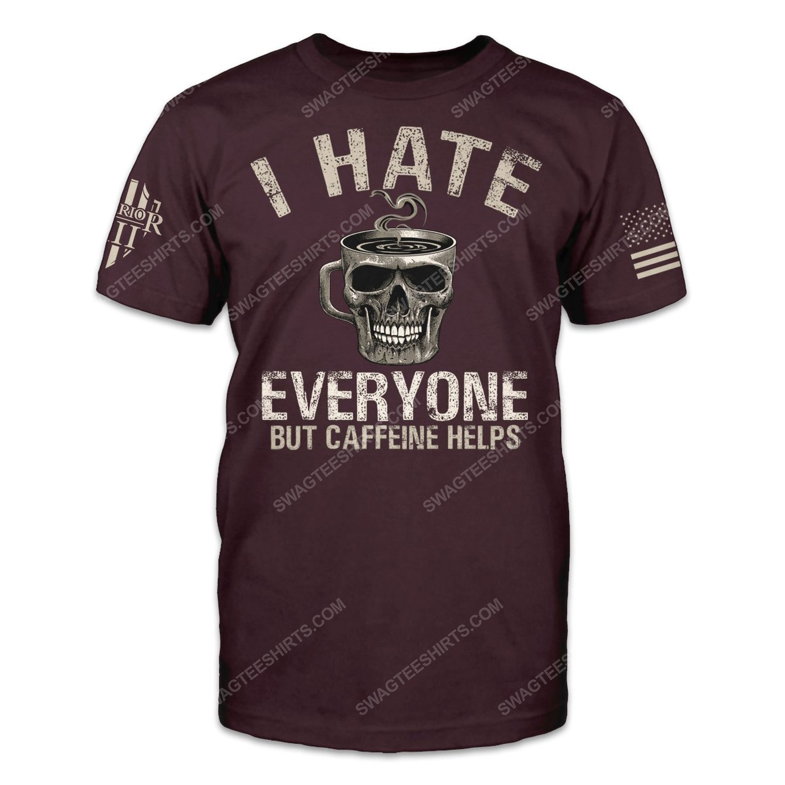 Skull i hate everyone but caffeine helps shirt 2(1)