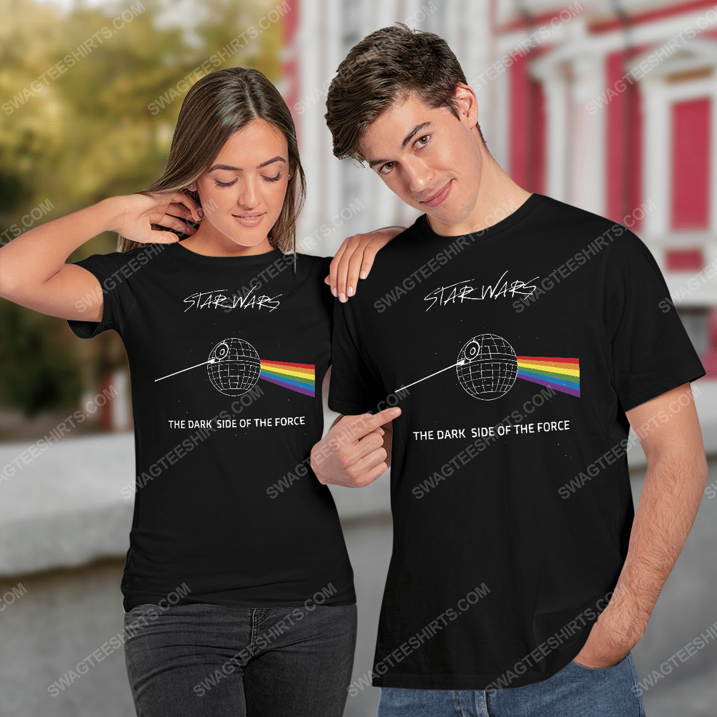 Star wars and pink floyd the dark side of the force tshirt(1)