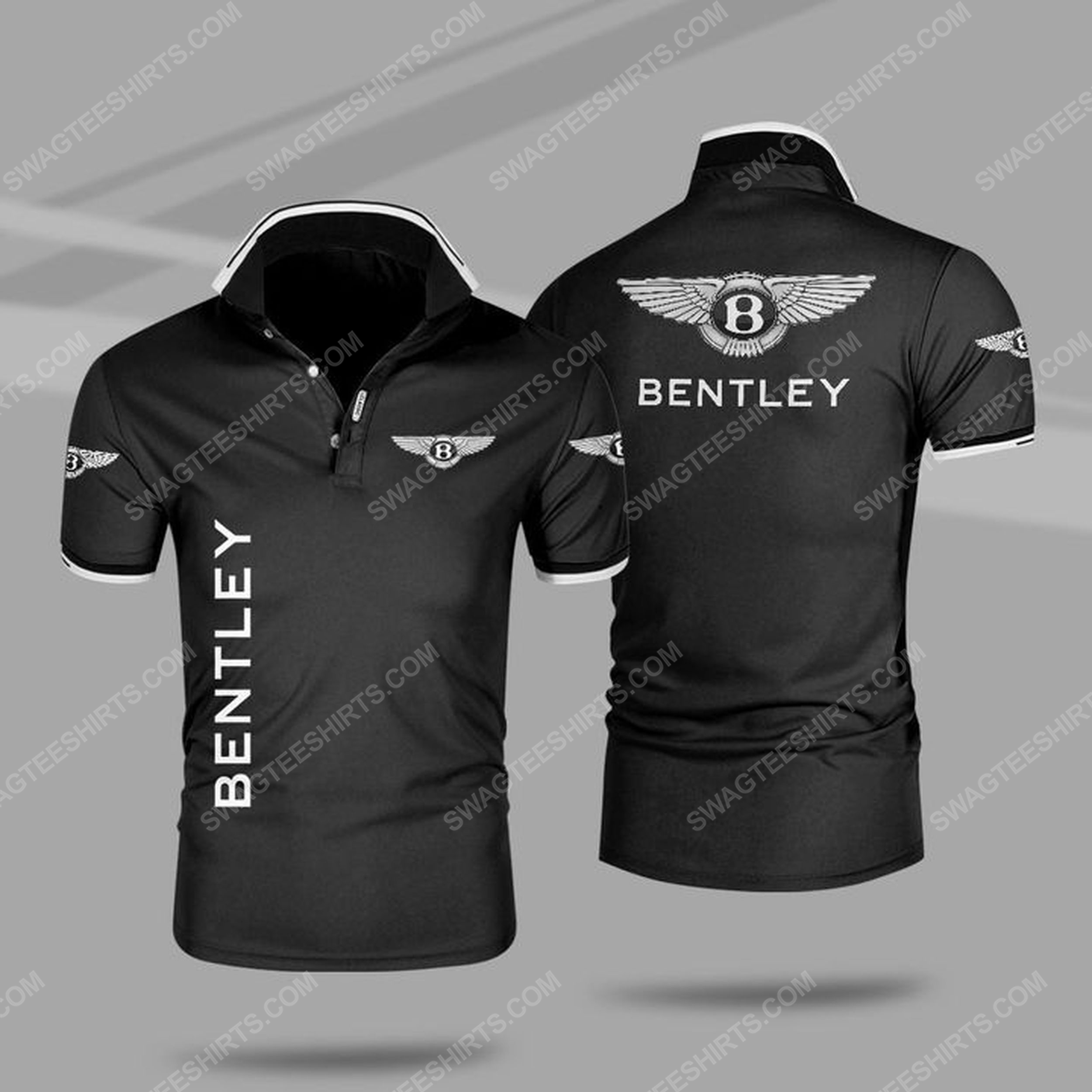 The bentley car symbol all over print polo shirt - black 1