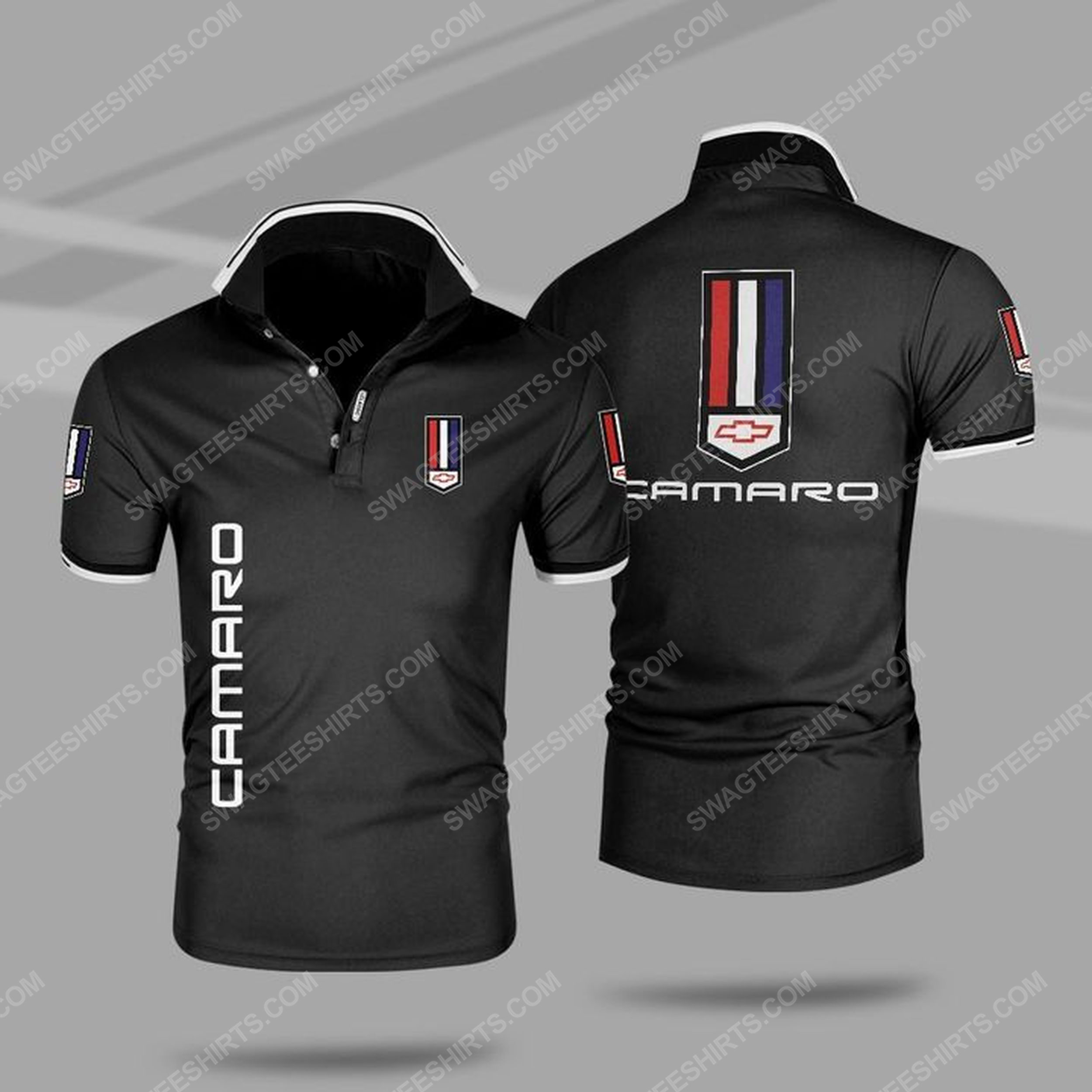 The chevrolet camaro car symbol all over print polo shirt - black 1