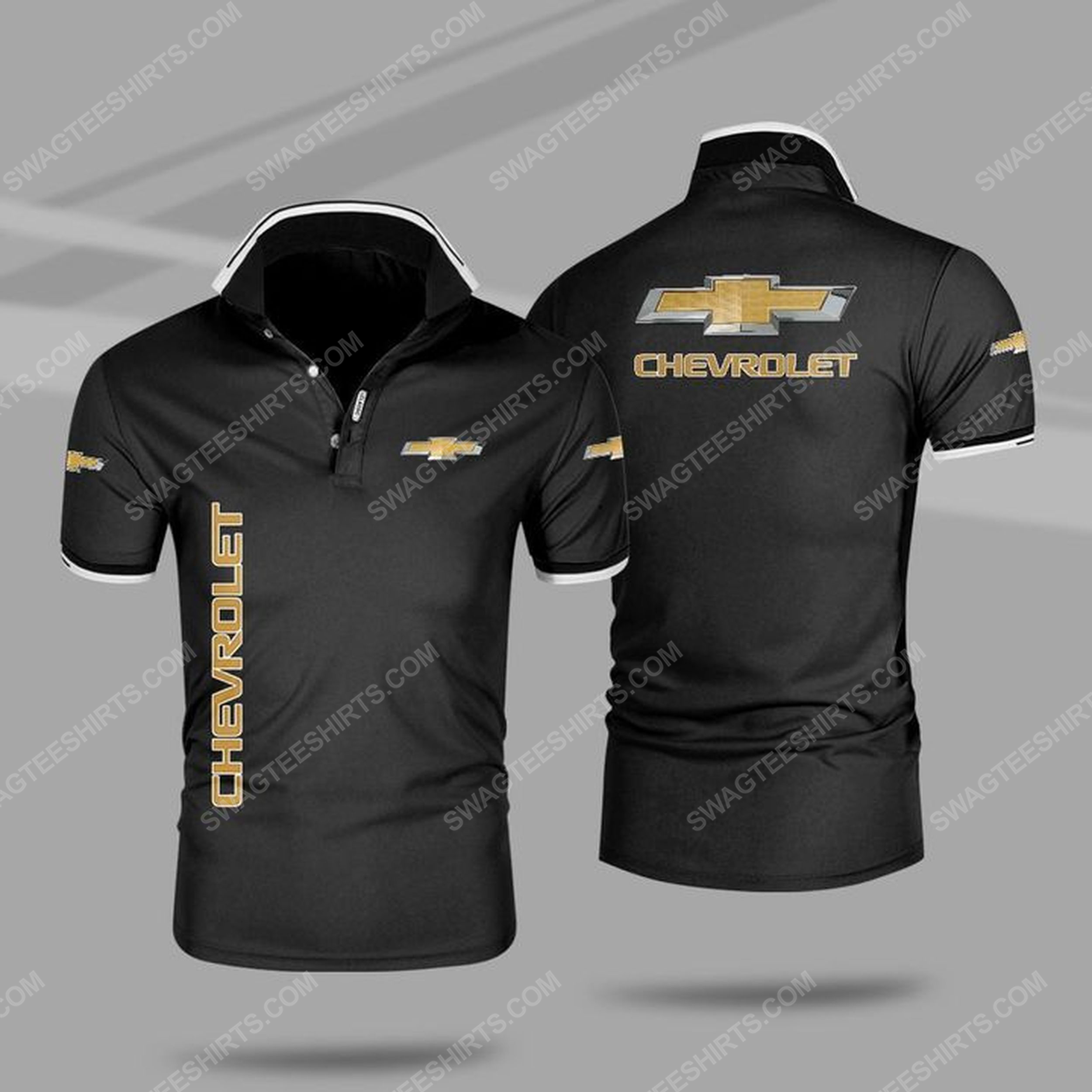 The chevrolet car symbol all over print polo shirt - black 1
