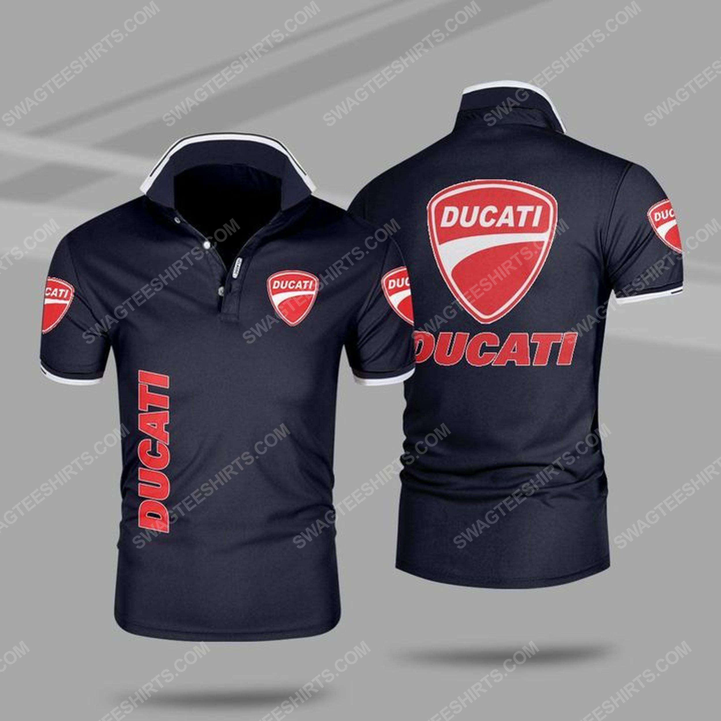 The ducati motorcycles all over print polo shirt - navy 1 - Copy