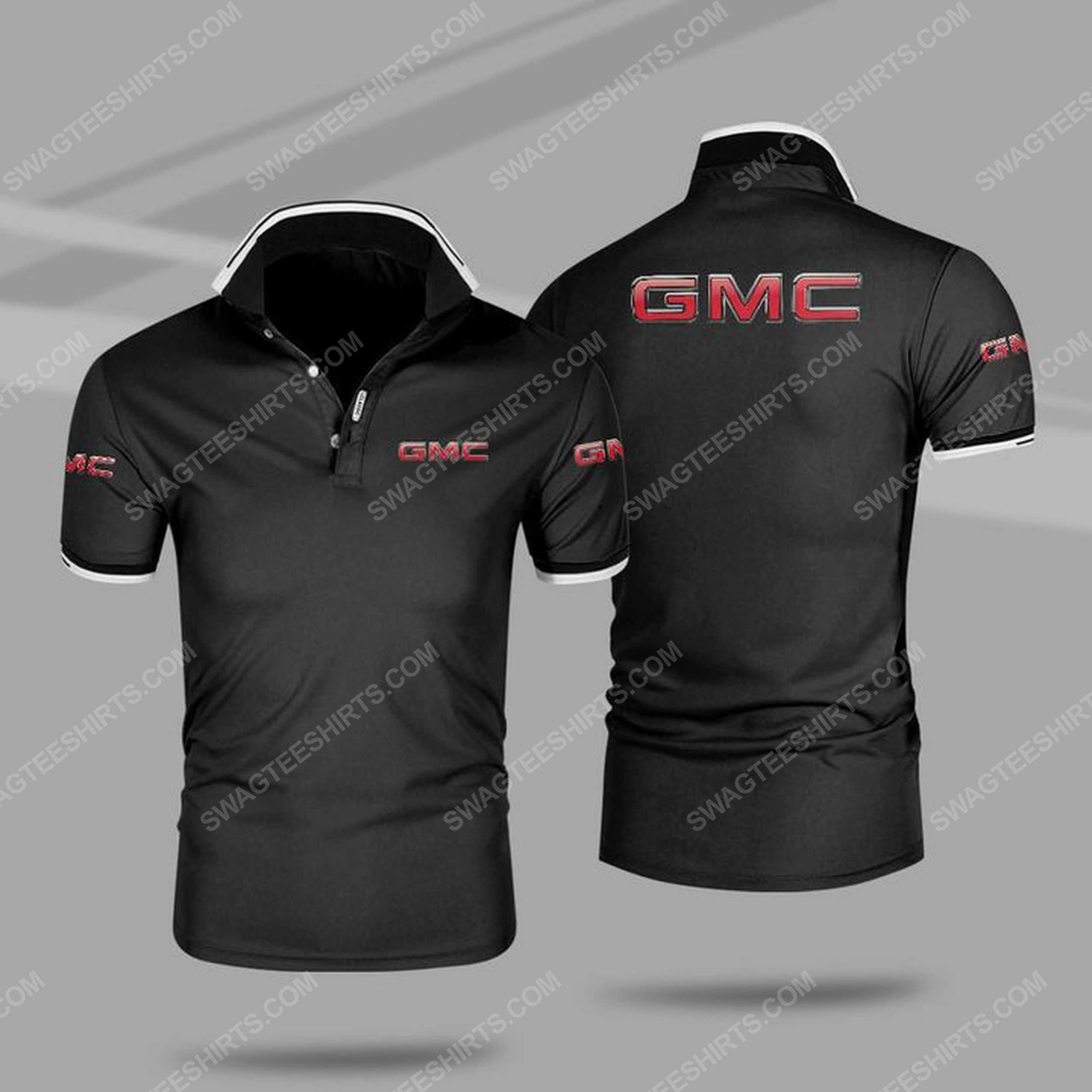 The gmc symbol all over print polo shirt - black 1