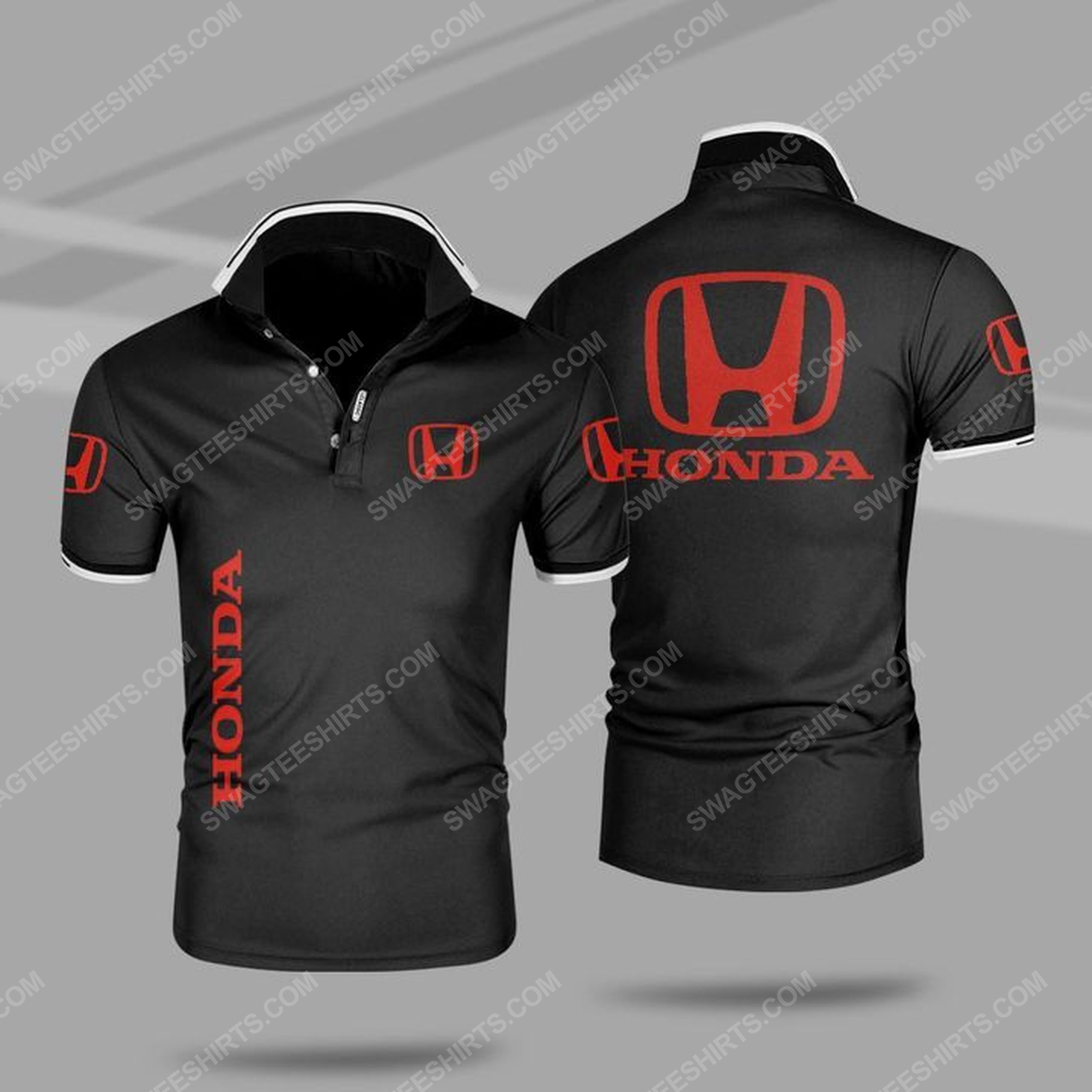 The honda symbol all over print polo shirt - black 1
