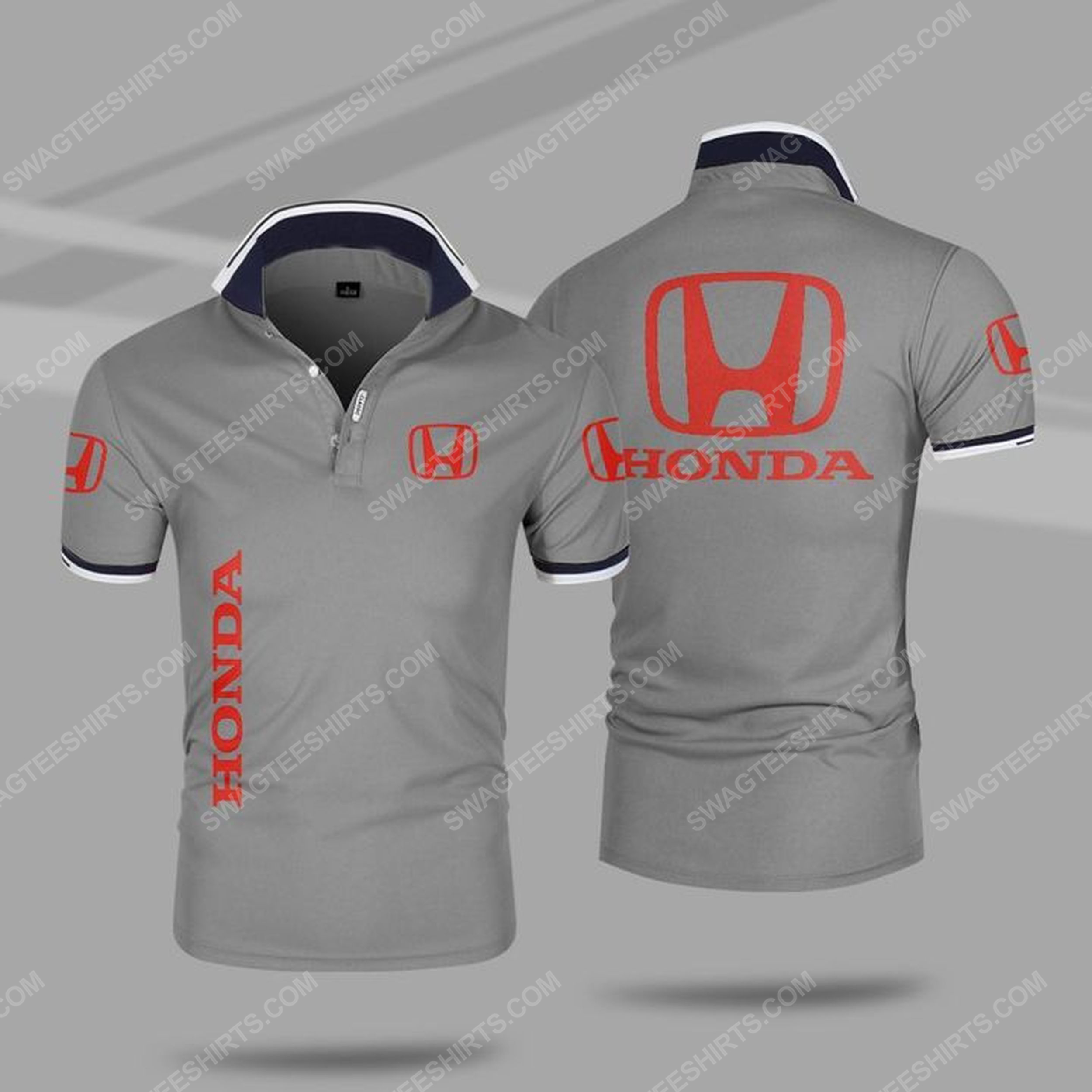 The honda symbol all over print polo shirt - gray 1