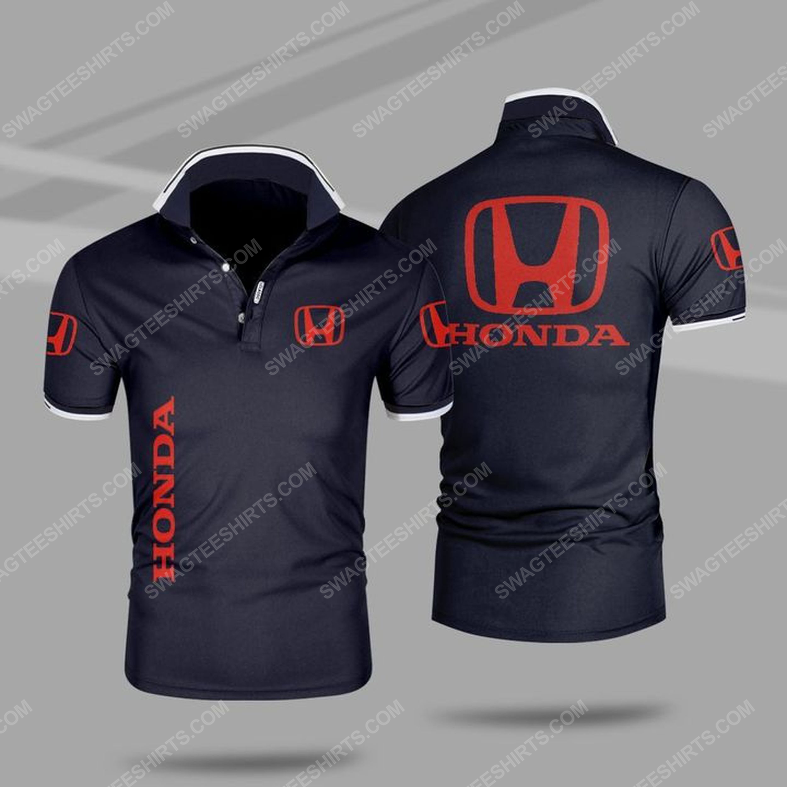 The honda symbol all over print polo shirt - navy 1 - Copy