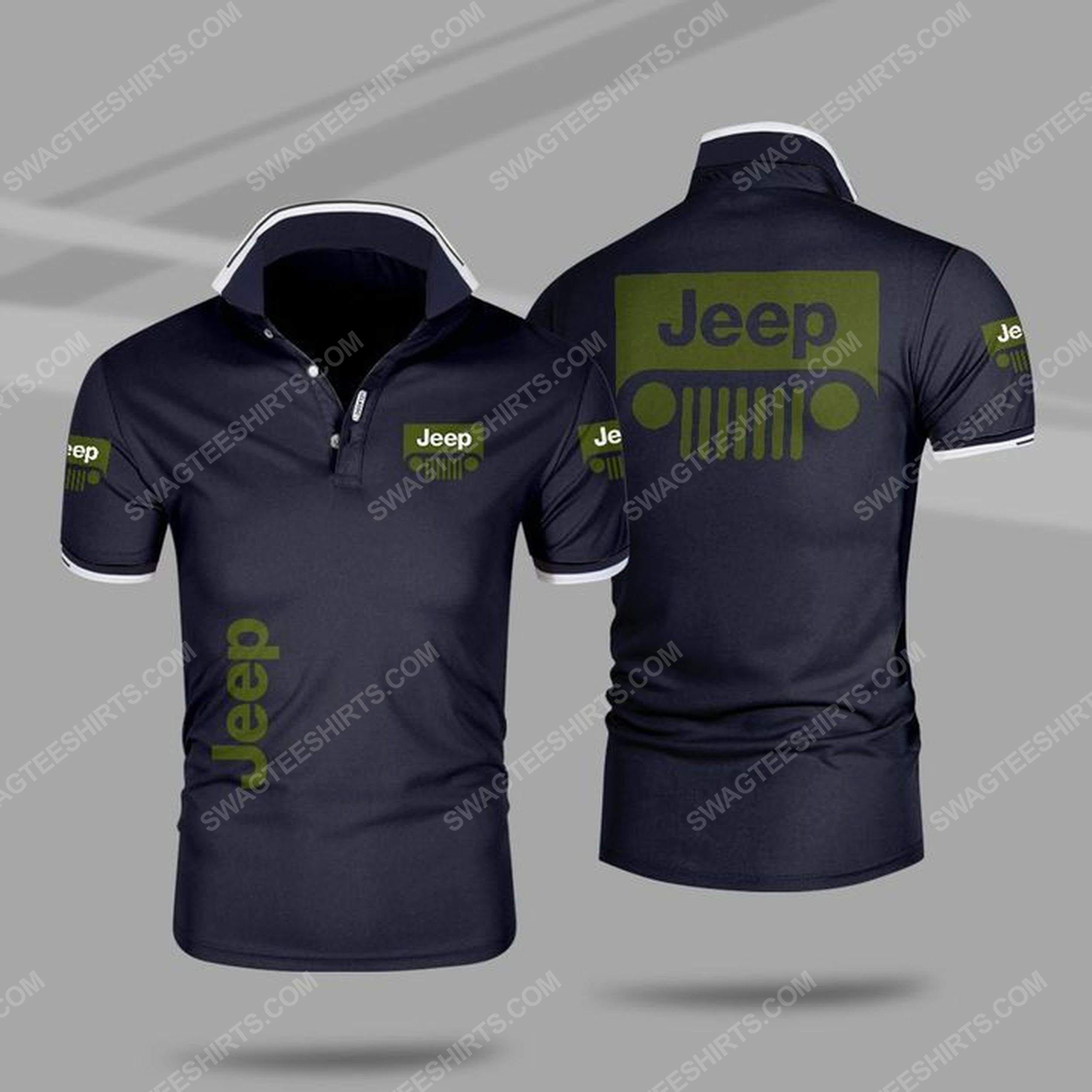 The jeep symbol all over print polo shirt - navy 1 - Copy