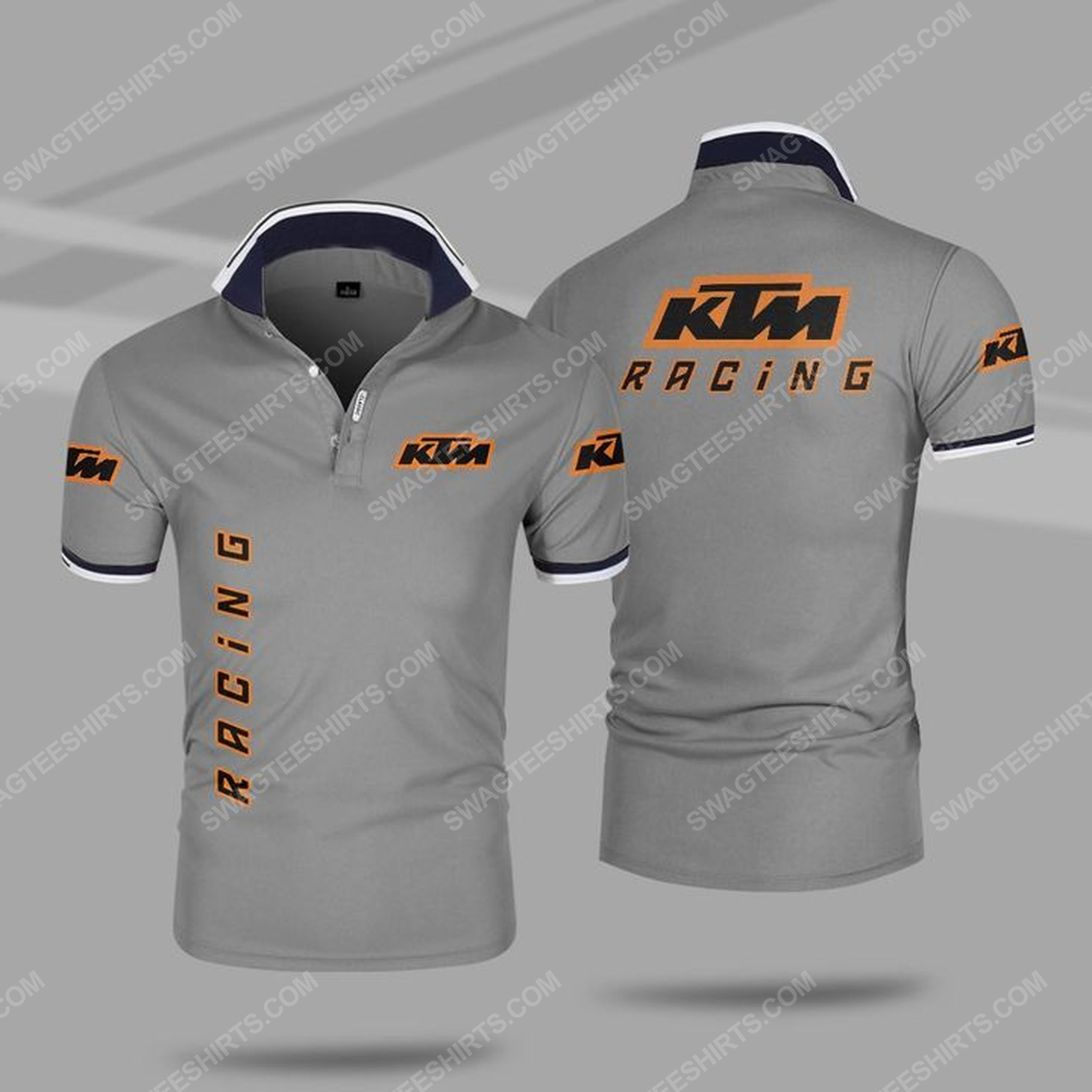 The ktm motorcycle racing all over print polo shirt - gray 1